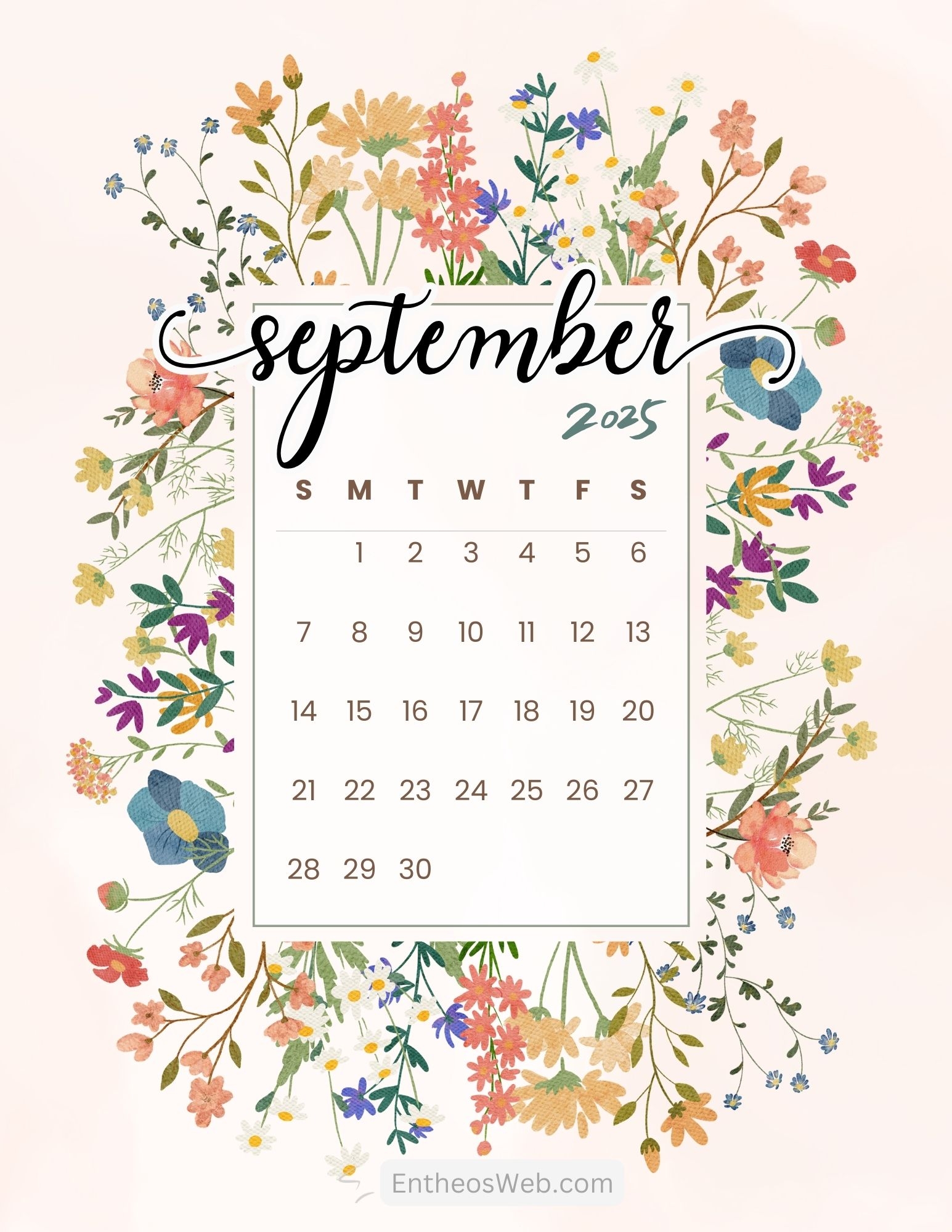 Free Printable September 2025 Calendars EntheosWeb Free Printable September 2025 Calendars EntheosWeb