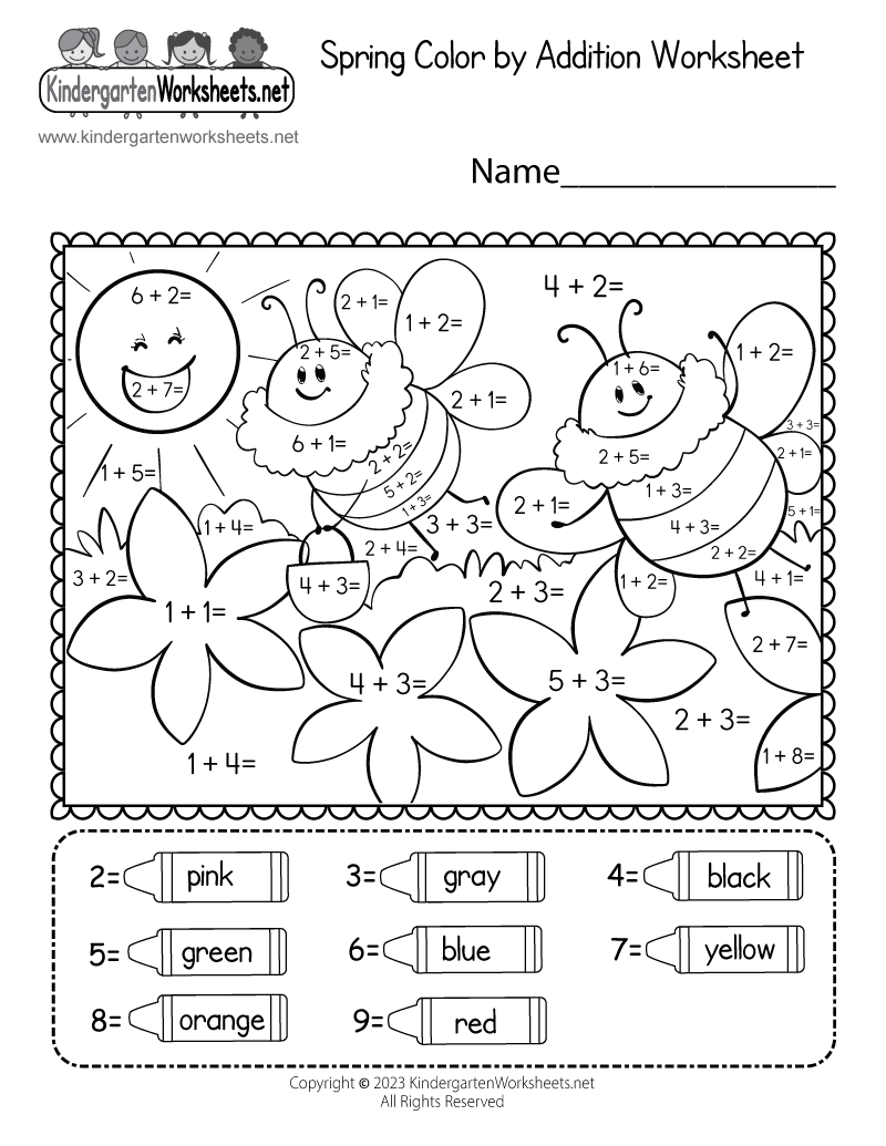 Free Printable Spring Color By Addition Worksheet Free Printable Spring Color By Addition Worksheet