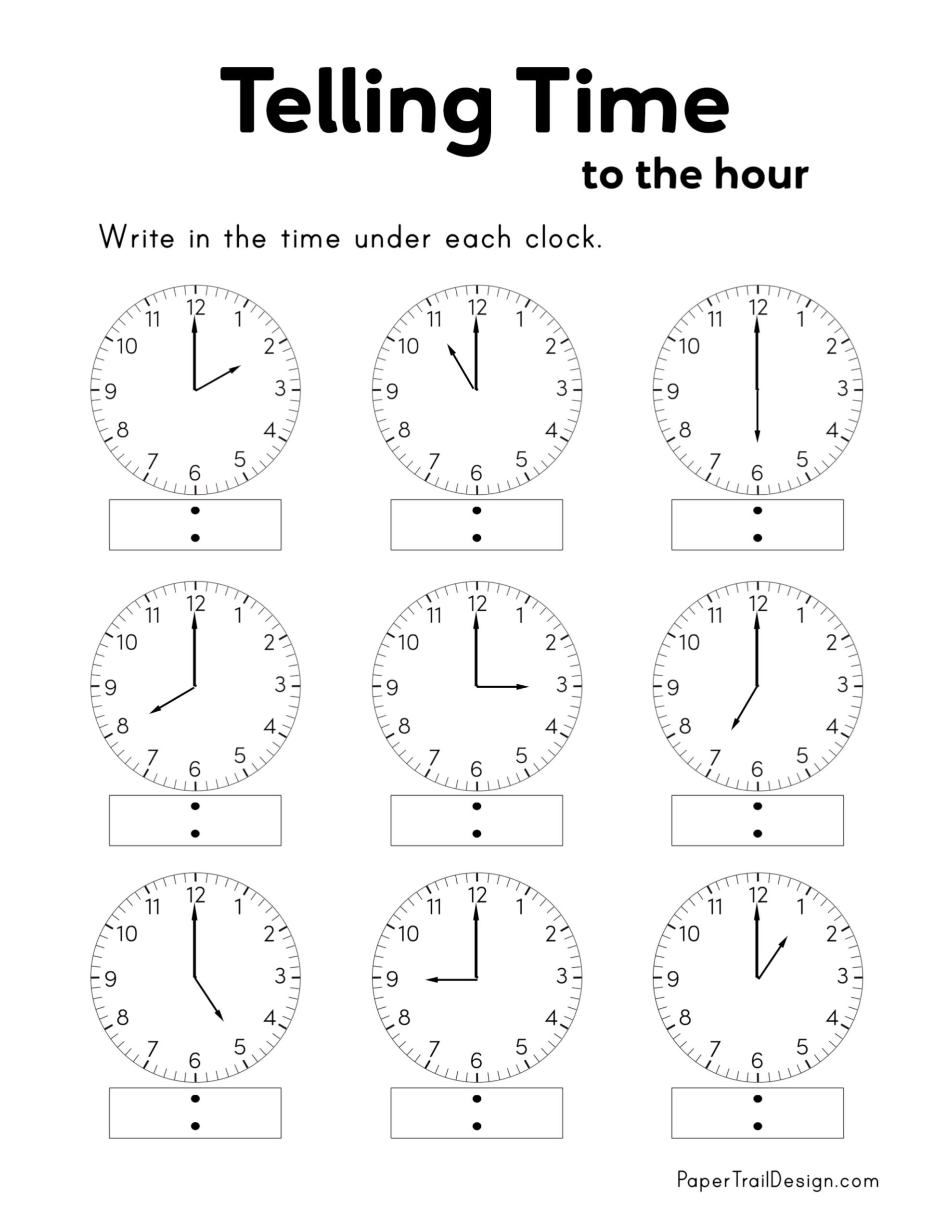 Telling Time Worksheets Free Printable