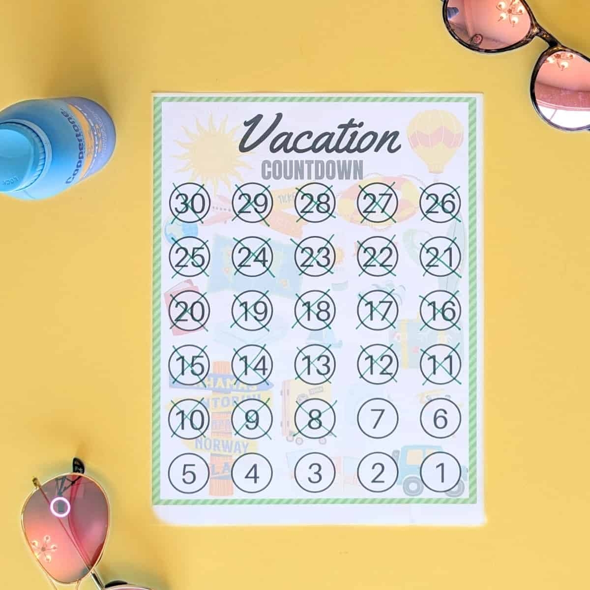 Printable Countdown Calendar For Vacation