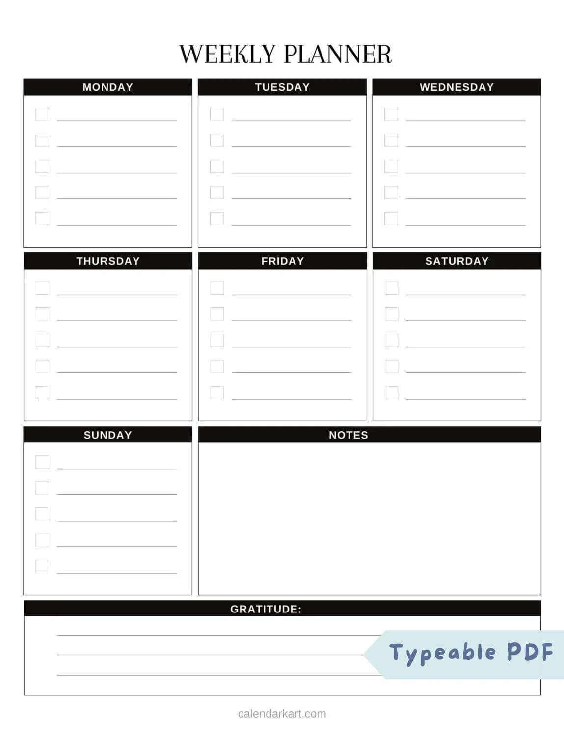 Free Printable Weekly Planner Templates CalendarKart