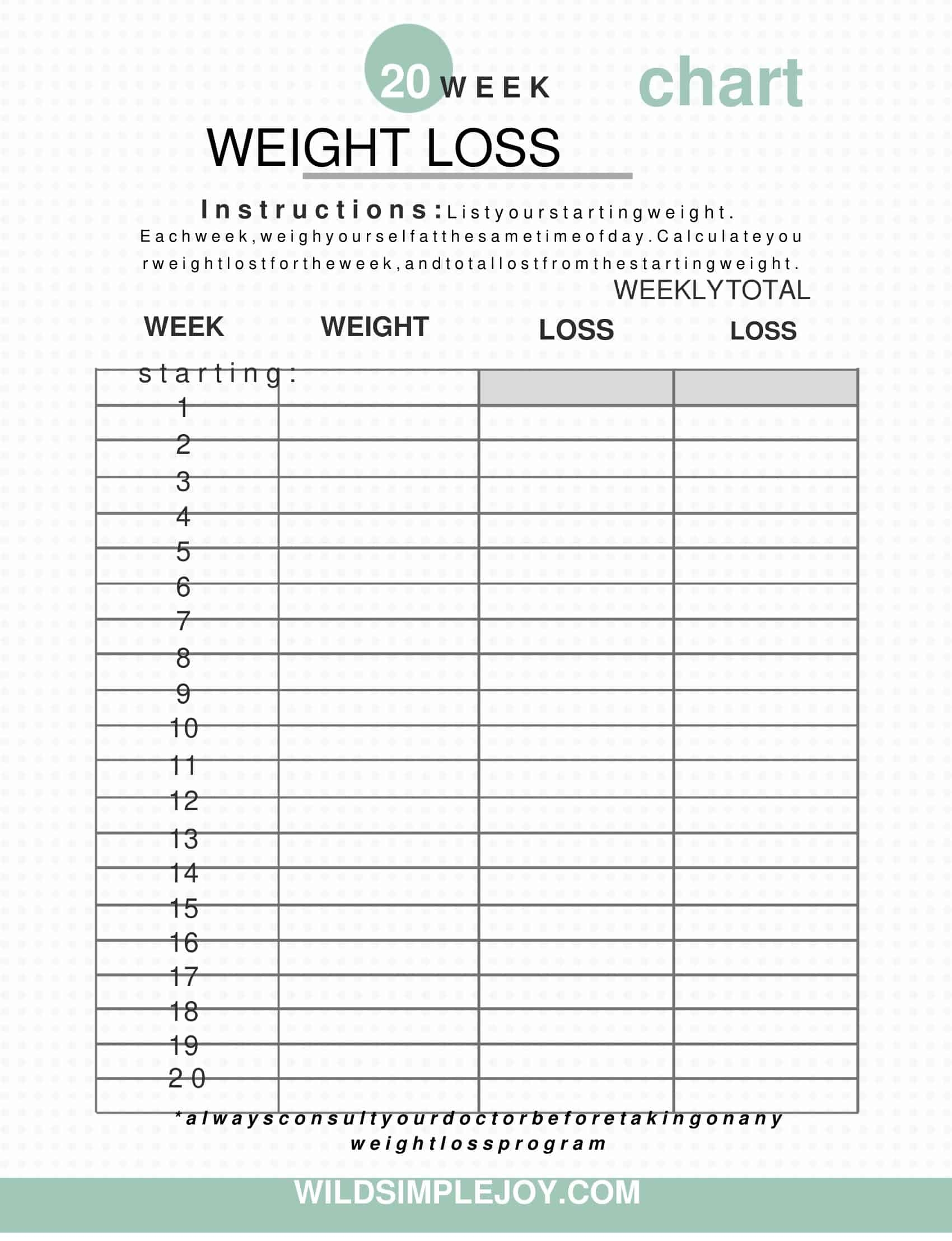 Free Printable Weight Loss Tracker Templates PDF Word Monthly Weekly