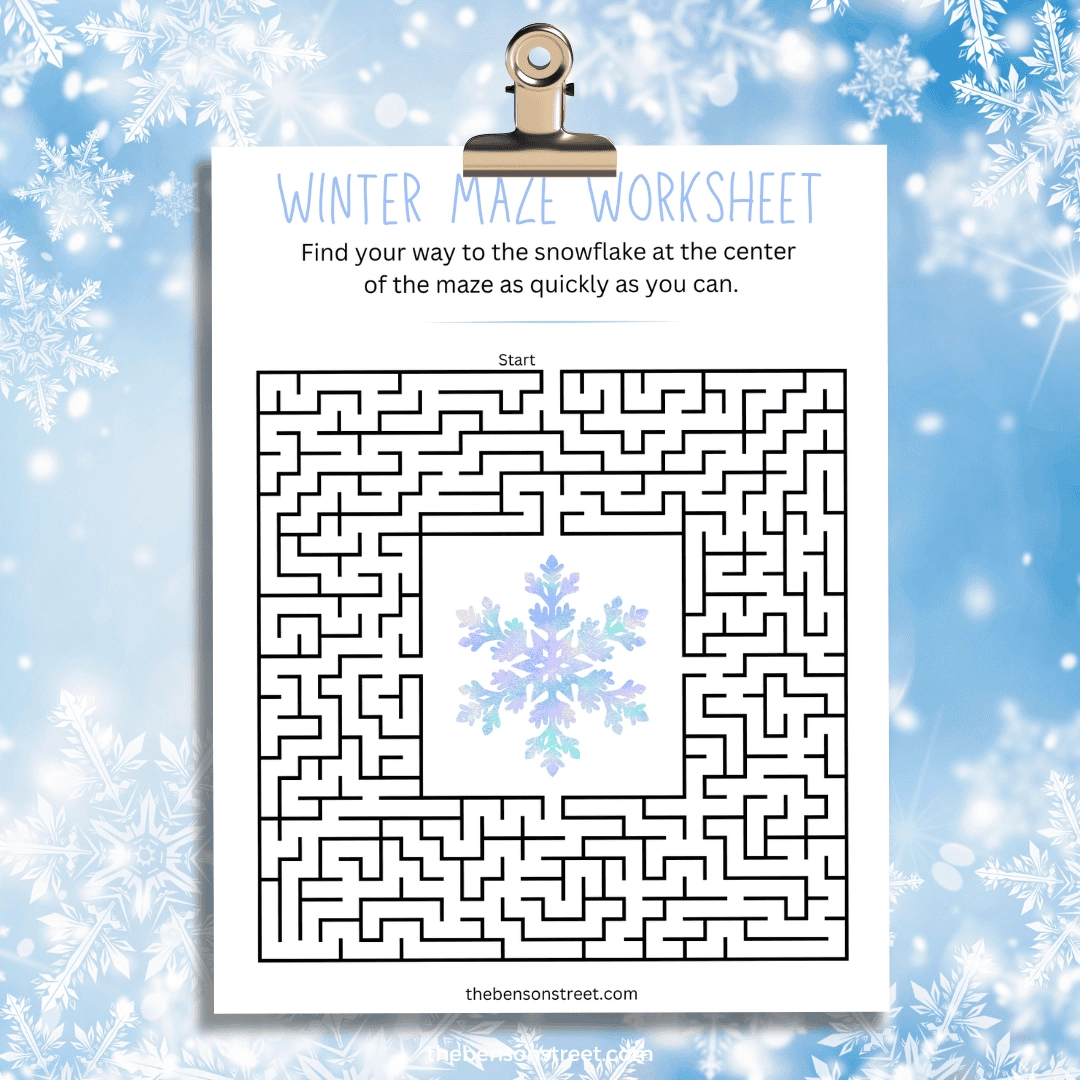 Free Printable Winter Maze Worksheet For Kids The Benson Street