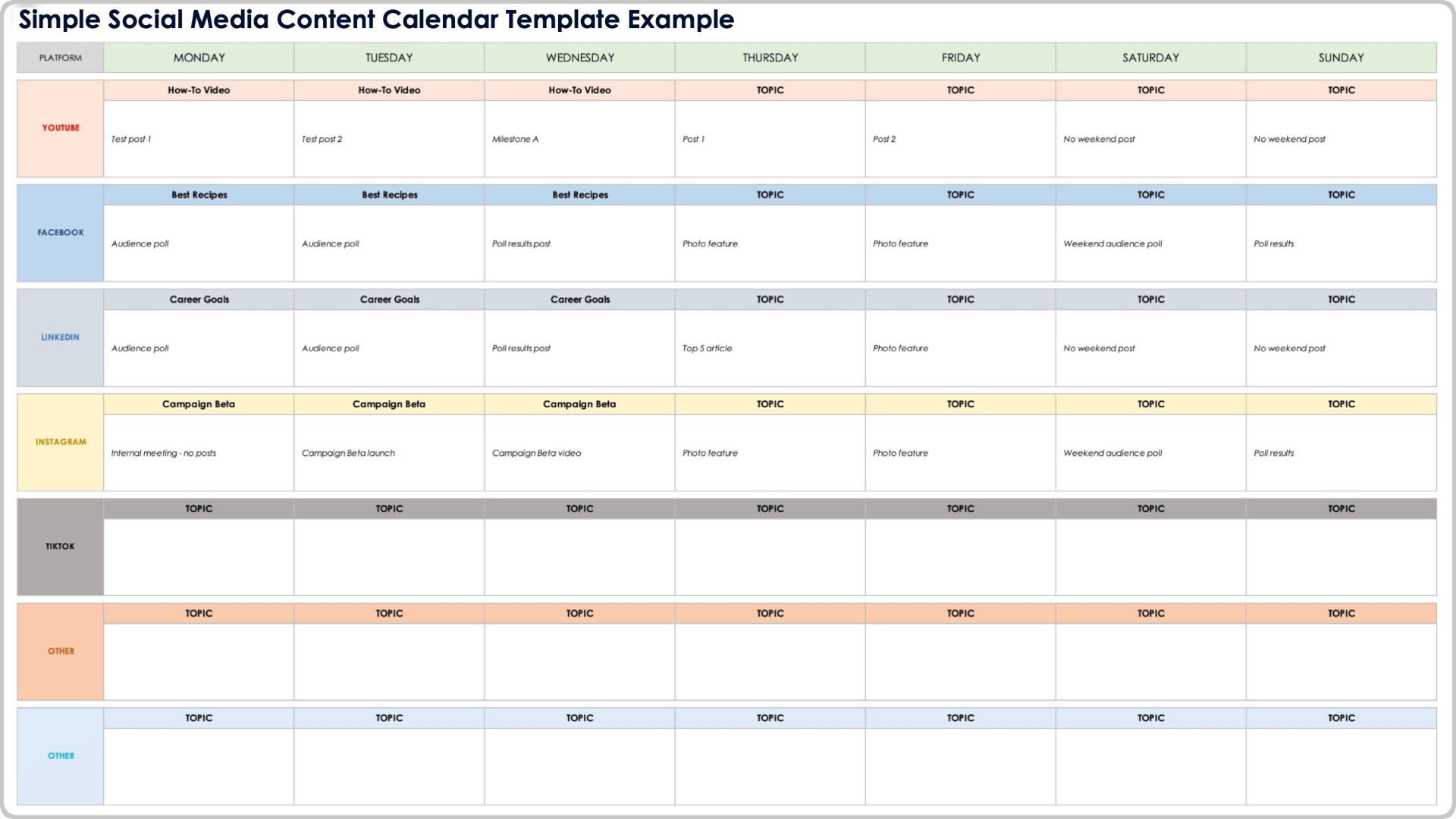 Free Printable Content Calendar