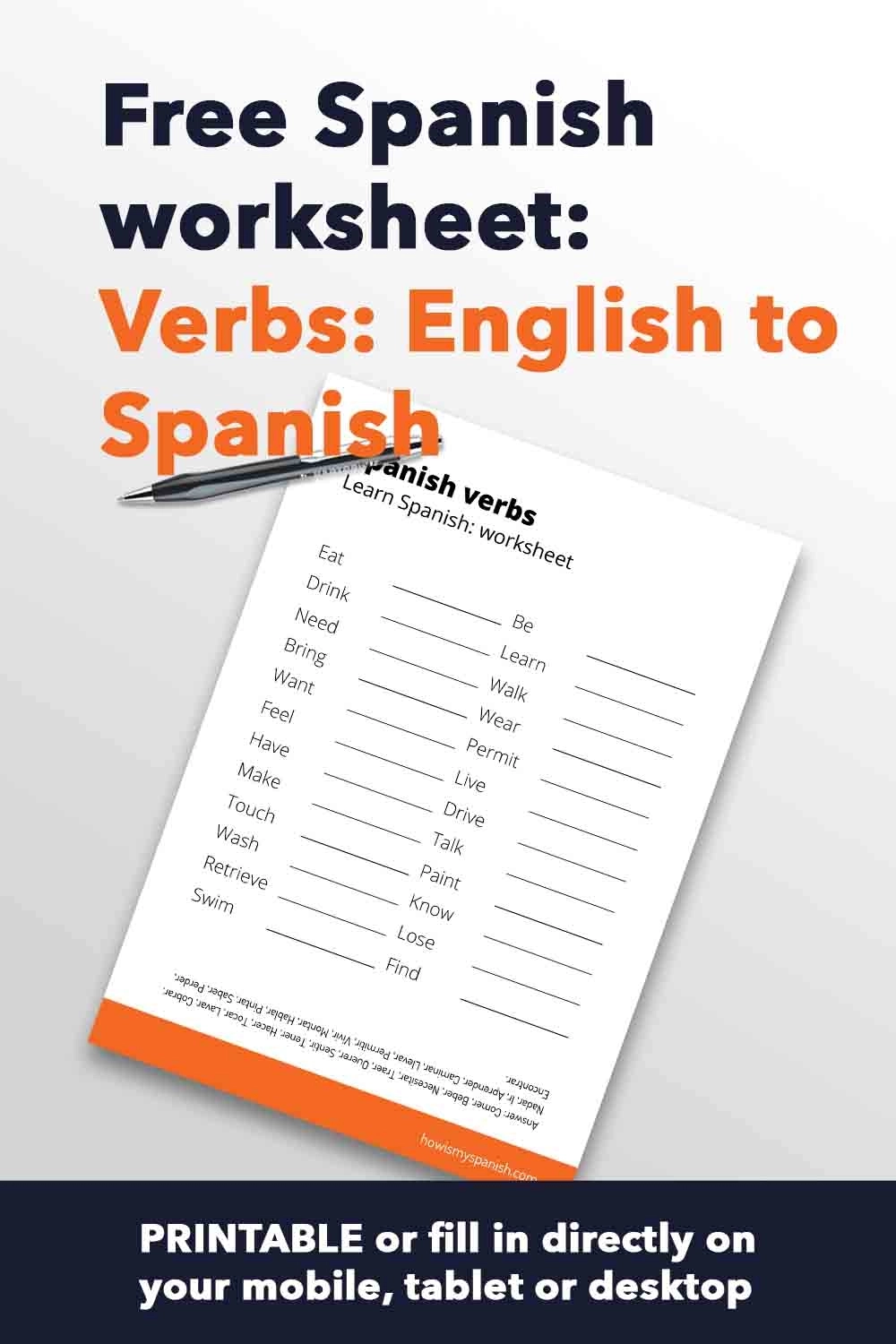 Free Printable Spanish Worksheets
