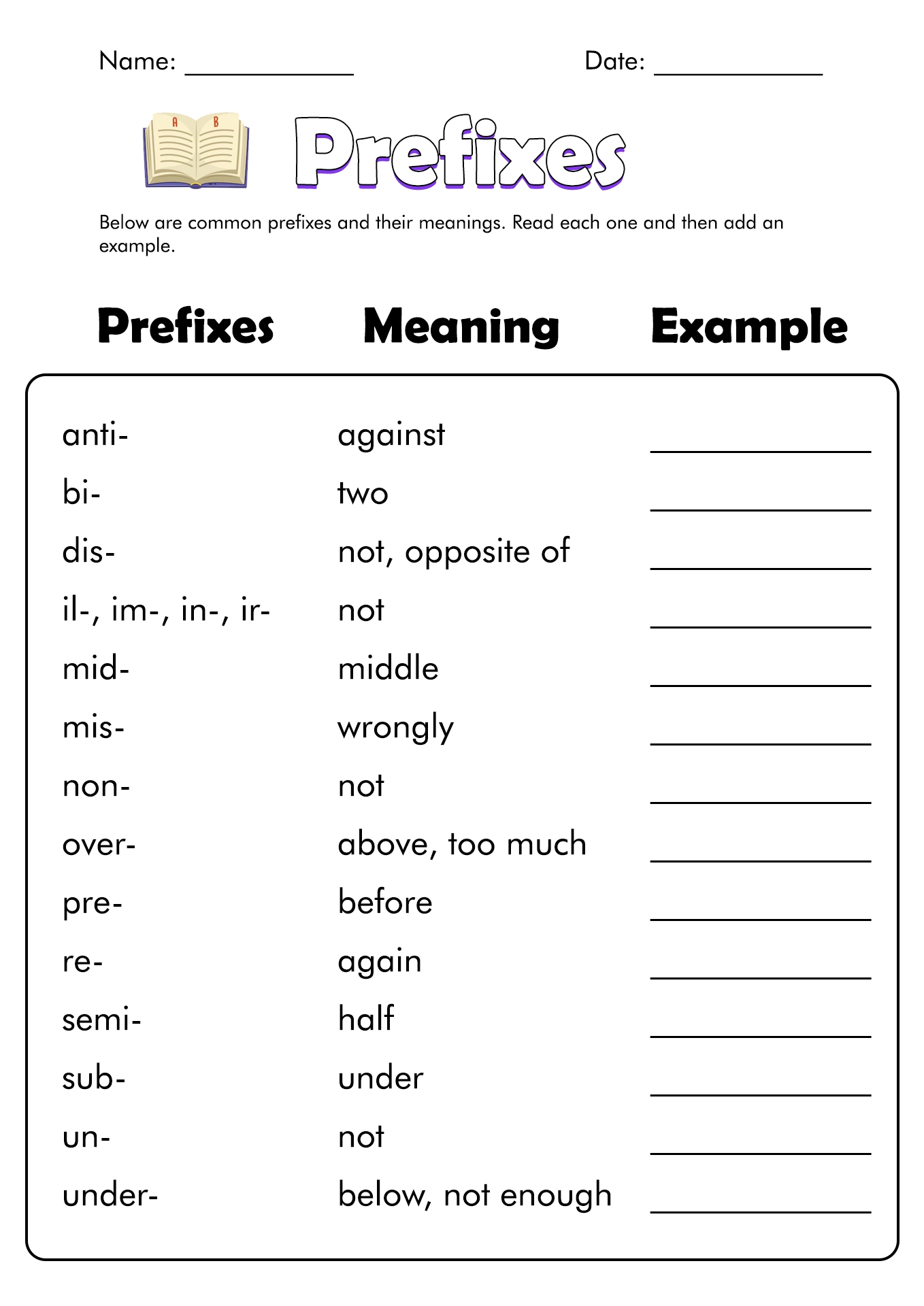 Free Printable Prefix And Suffix Worksheets