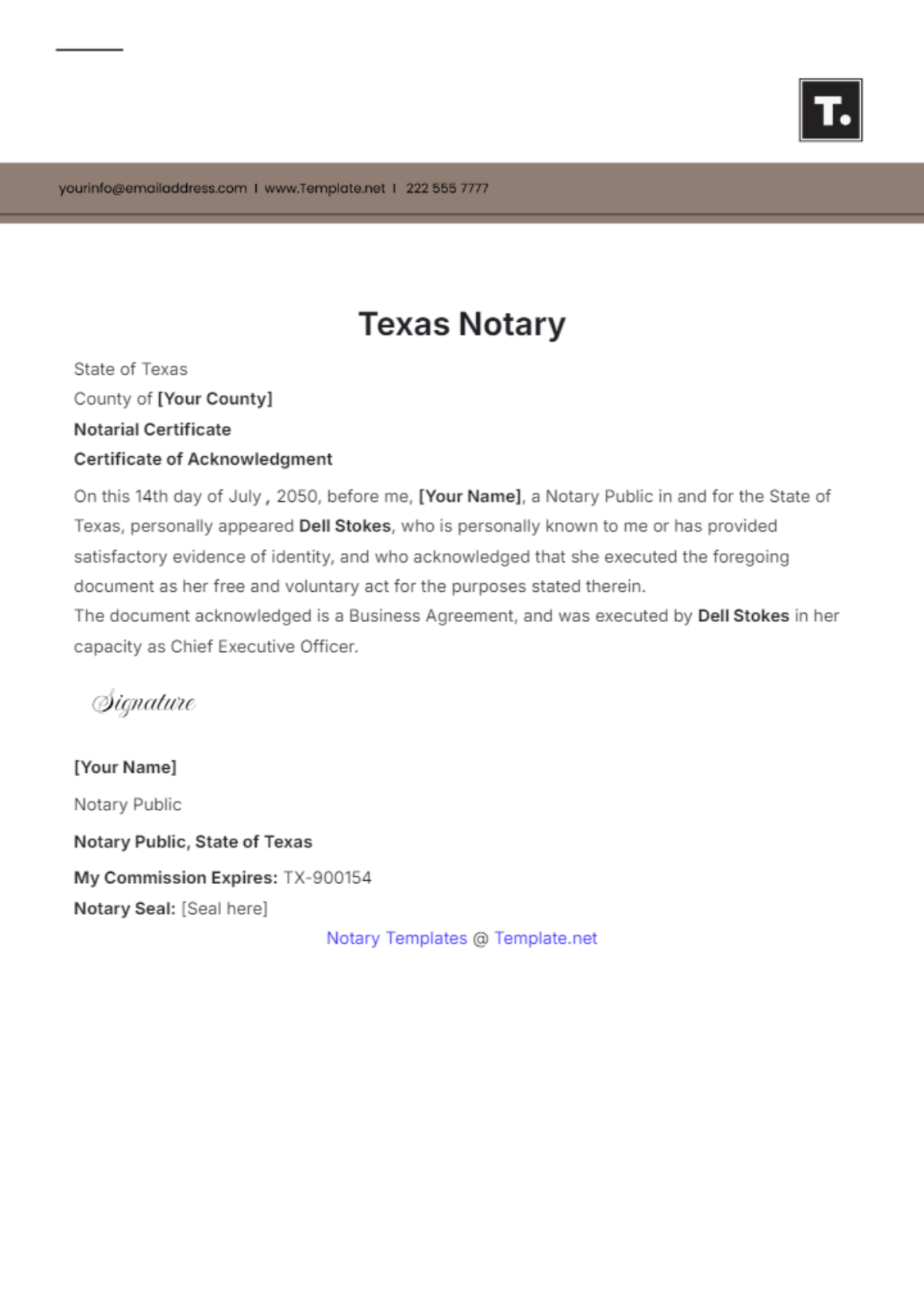 Free Texas Notary Template To Edit Online