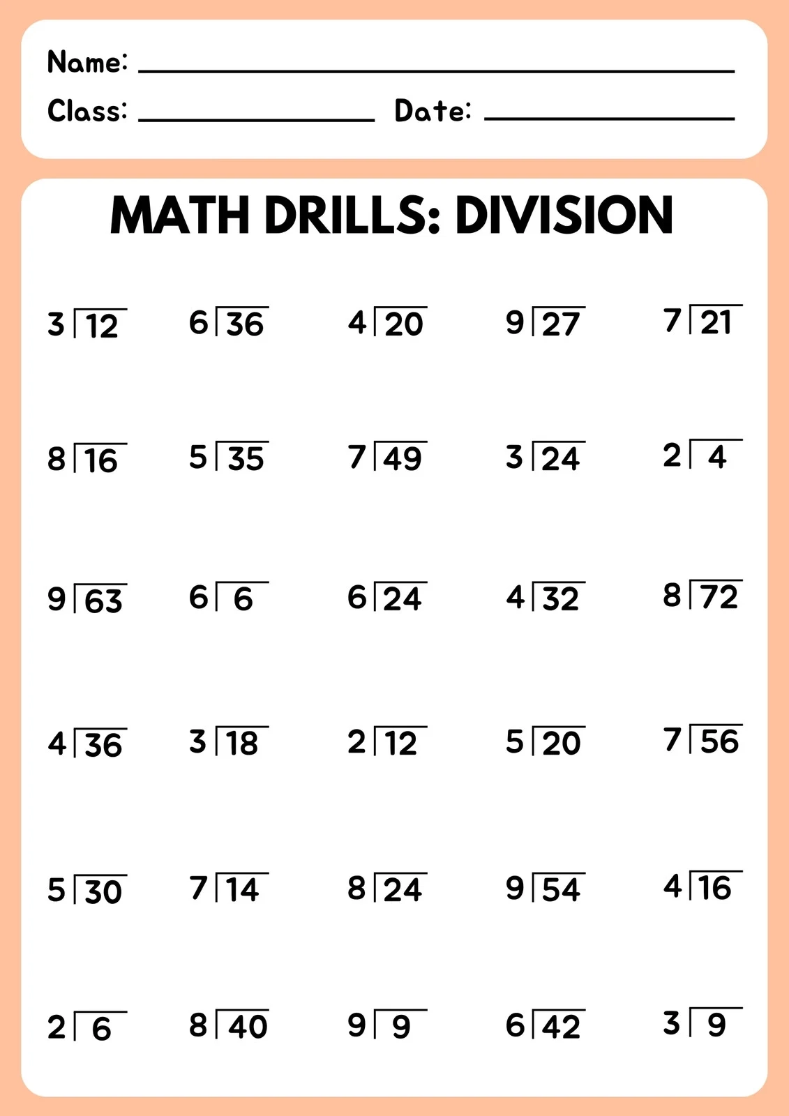 Printable Division Worksheets