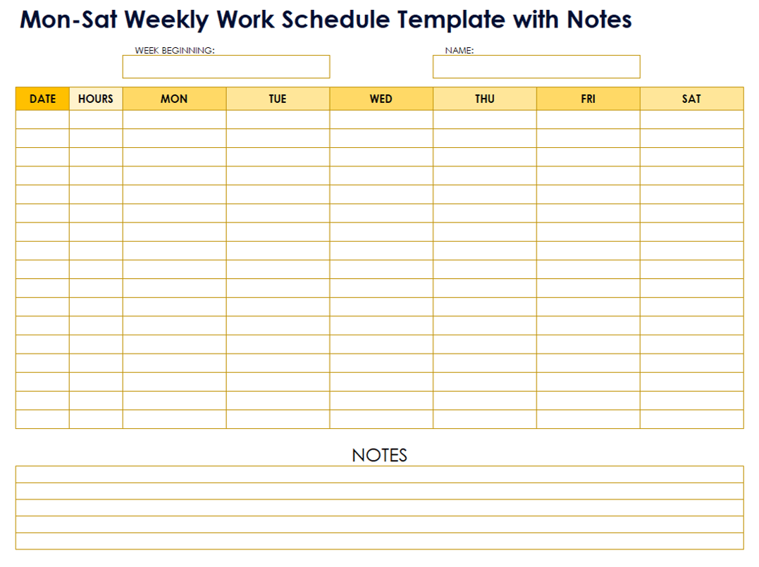 Schedule Sheet Printable