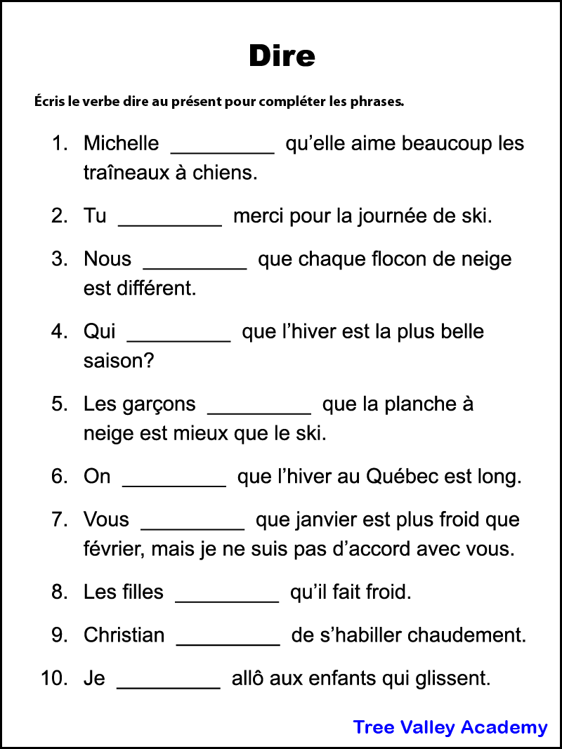 Free Printable Beginner French Worksheets
