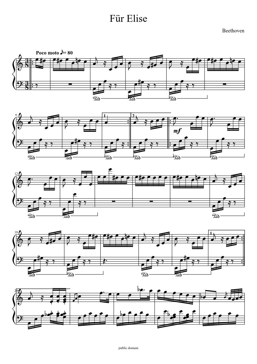 Fur Elise Sheet Music Free Printable