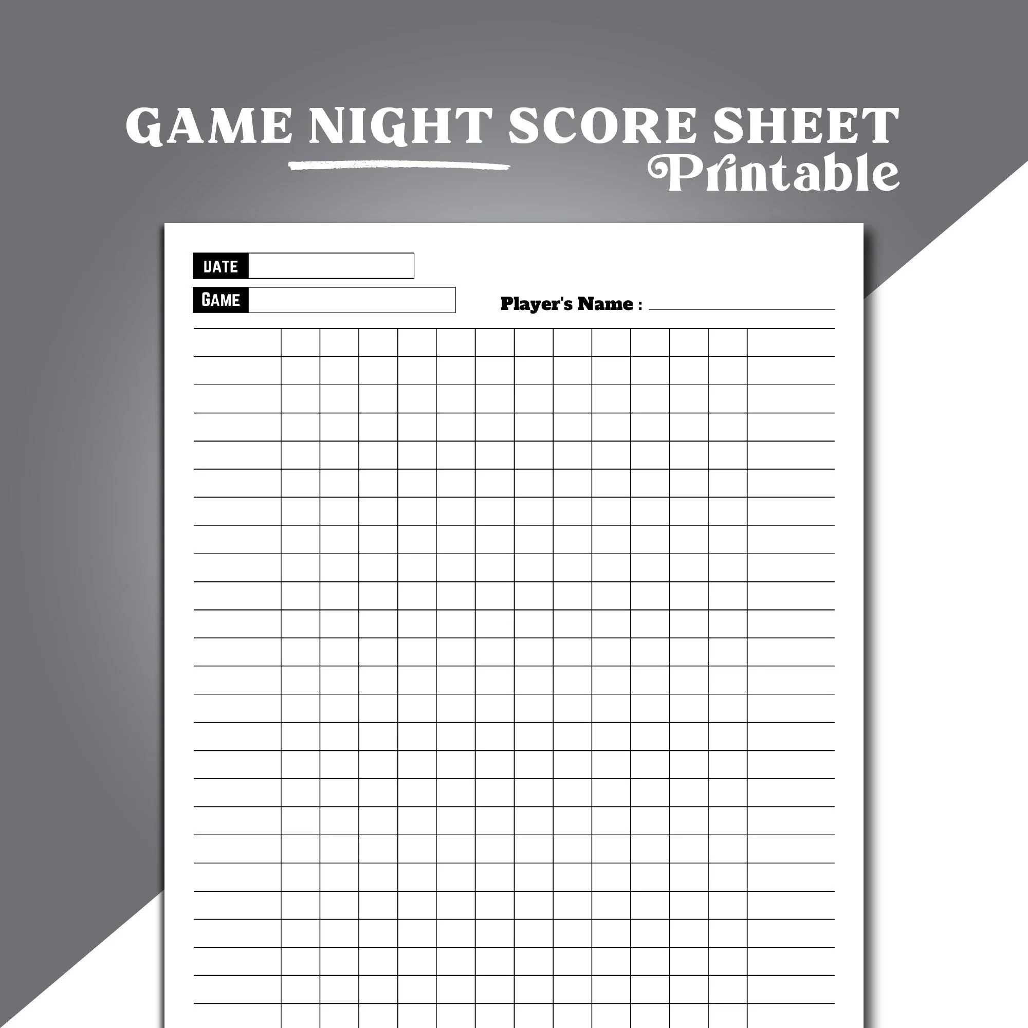 Printable Careers Game Score Sheet