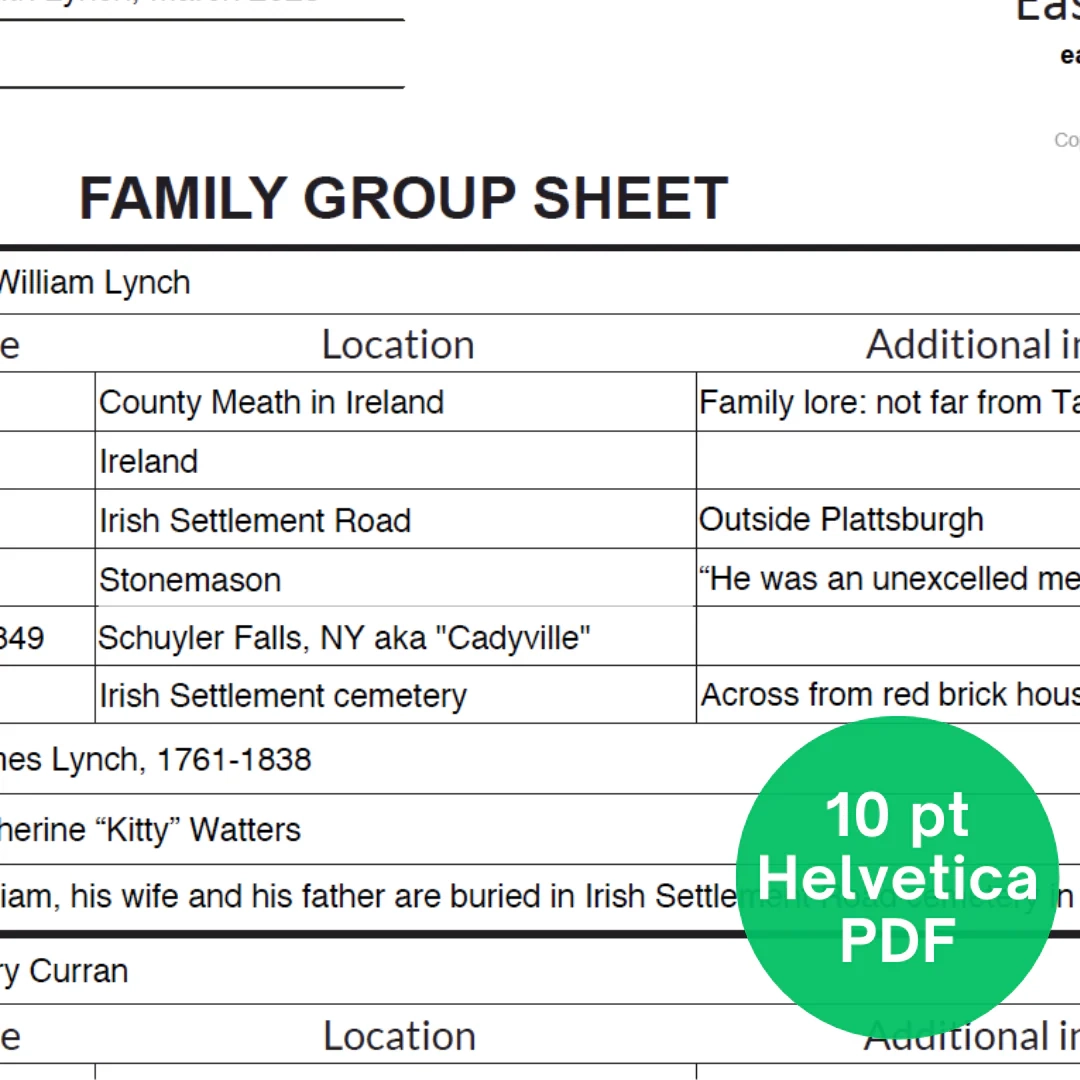 Genealogy PDF Download Fillable Family Group Sheet up To 17 Children EasyGenie