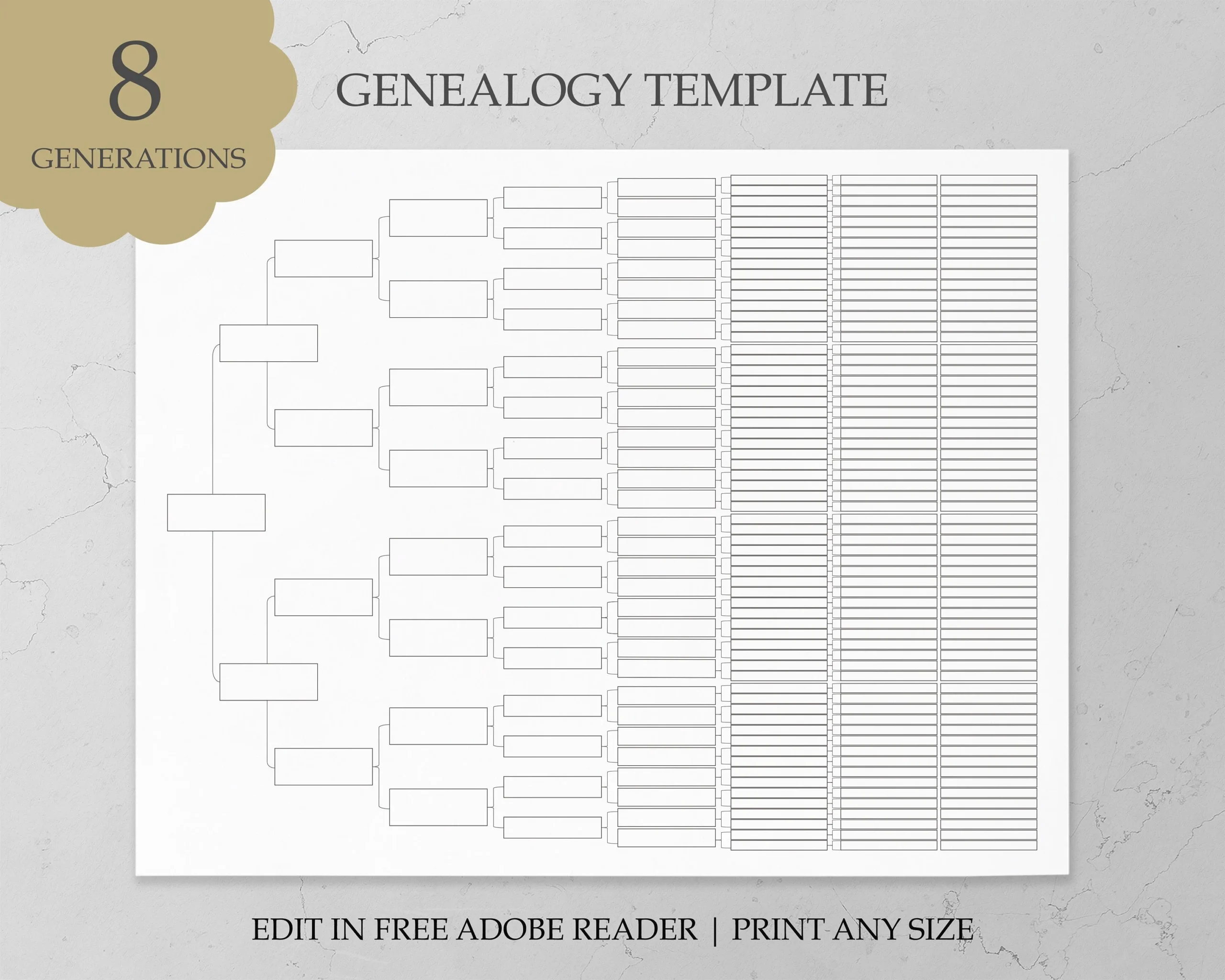 Genealogy Template Family Tree Chart 8 Generation Genealogy Chart 