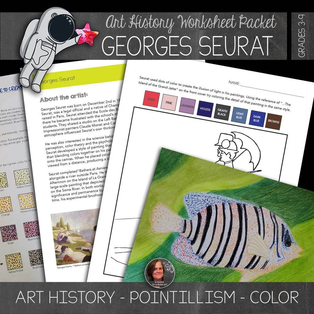 Georges Seurat Art History Workbook And Activities Pointillism Art Distance