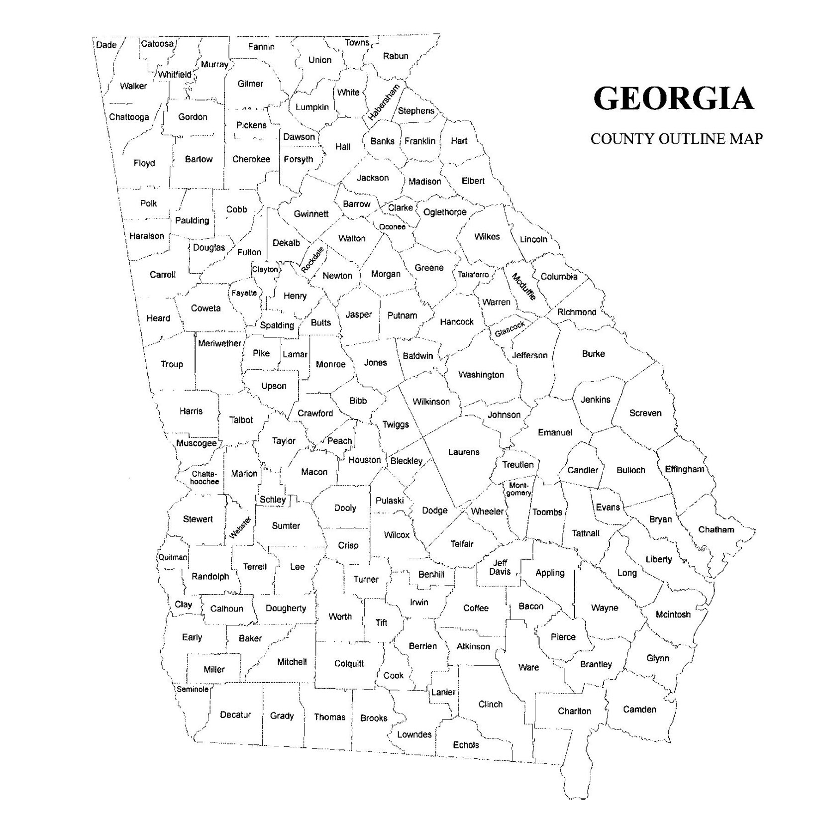 Printable Map Of Georgia Usa Printable Map Of Georgia Usa
