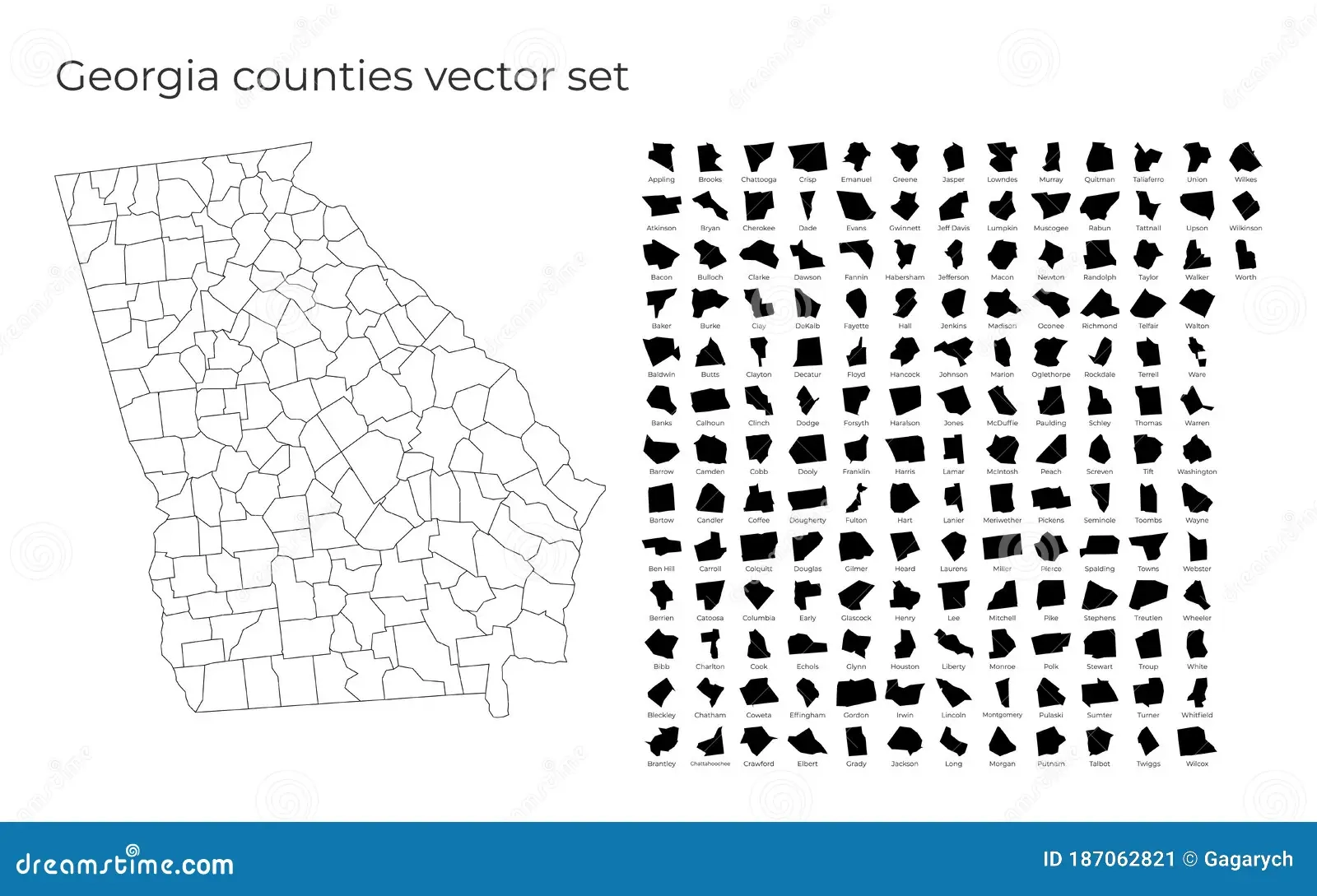 Georgia Map With Shapes Of Regions Stock Vector Illustration Of North Outline 187062821