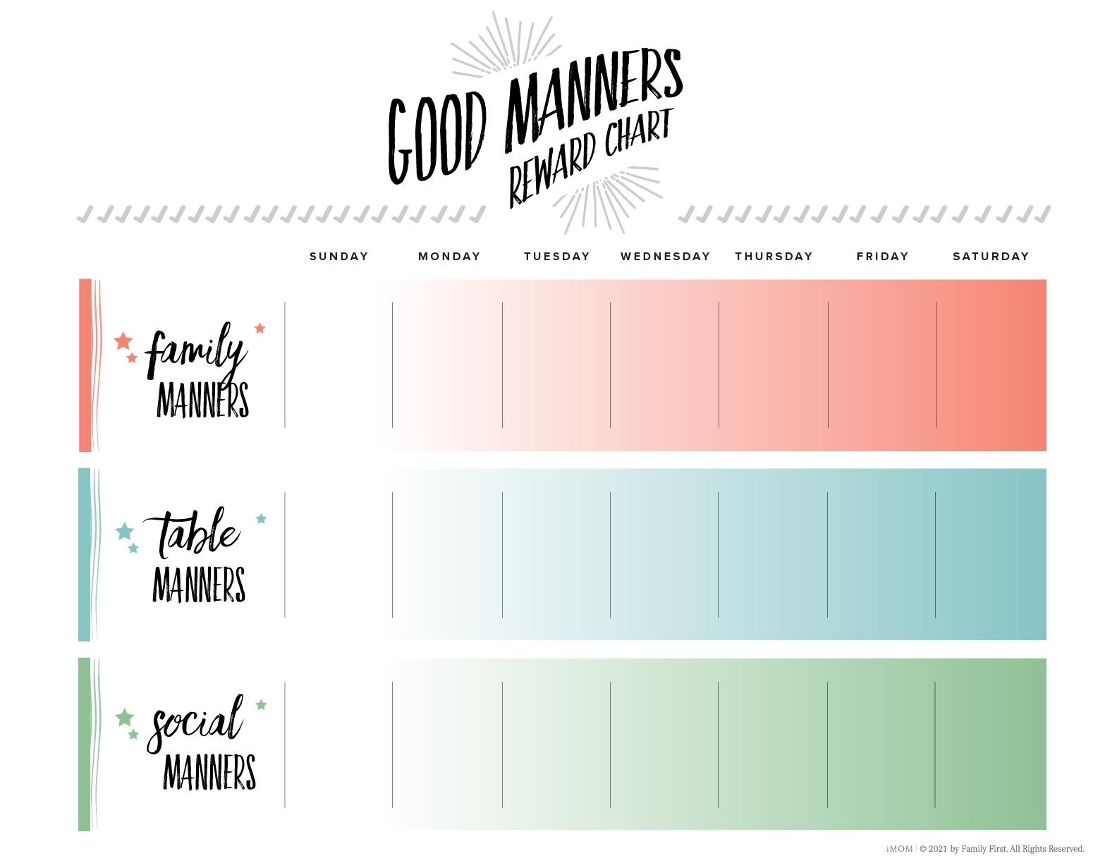 Good Manners Reward Chart IMOM