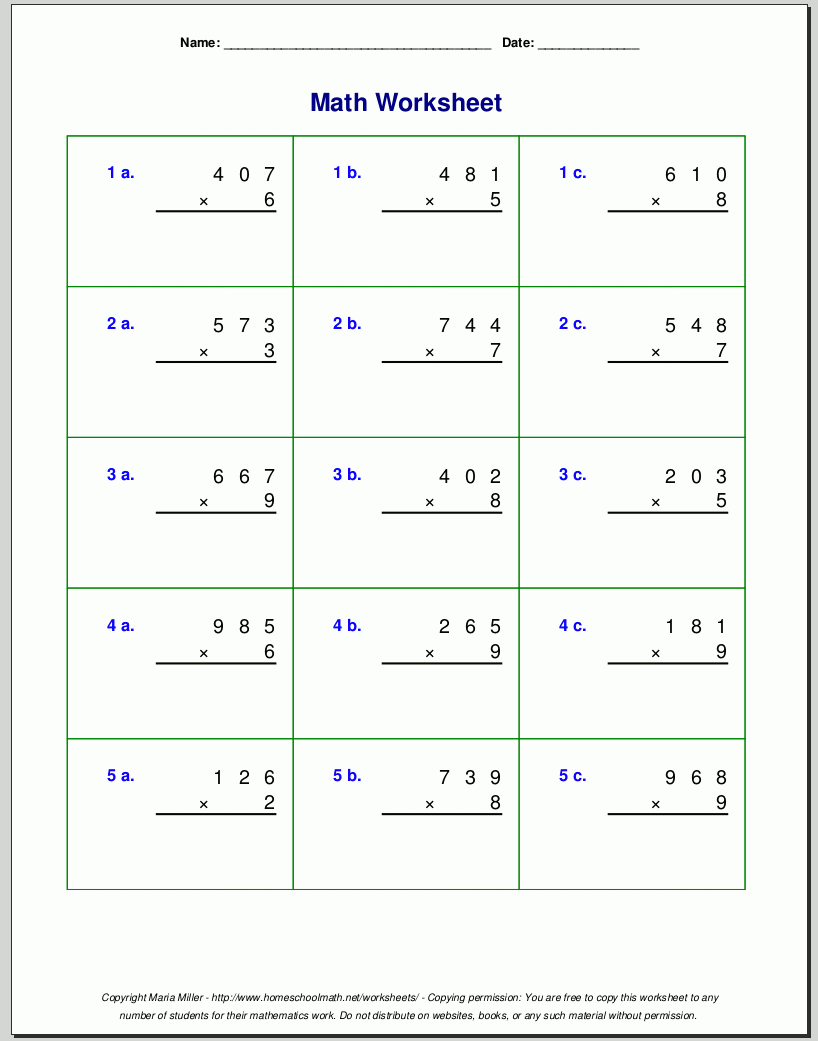 Grade 4 Multiplication Worksheets Grade 4 Multiplication Worksheets