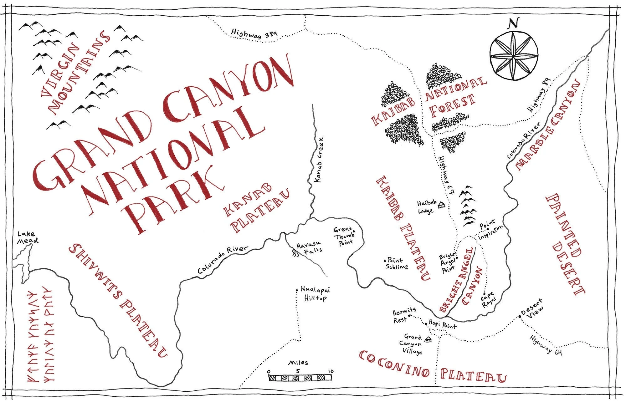 Grand Canyon National Park Fantasy Style Map Etsy Grand Canyon National Park Fantasy Style Map Etsy