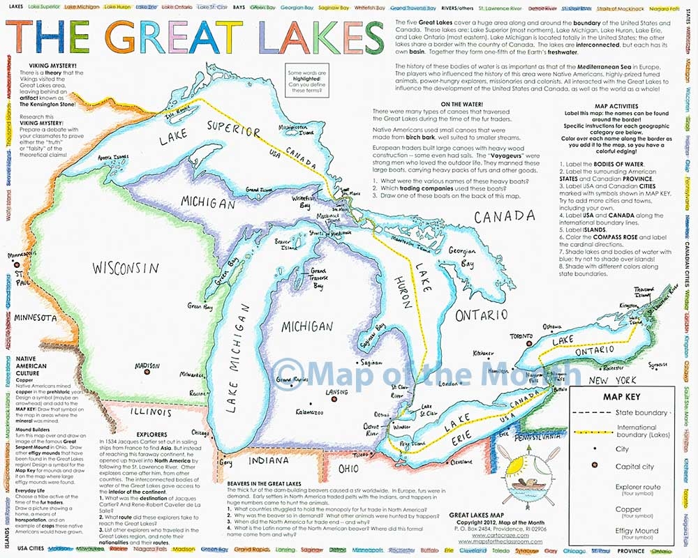 Great Lakes Map Maps For The Classroom