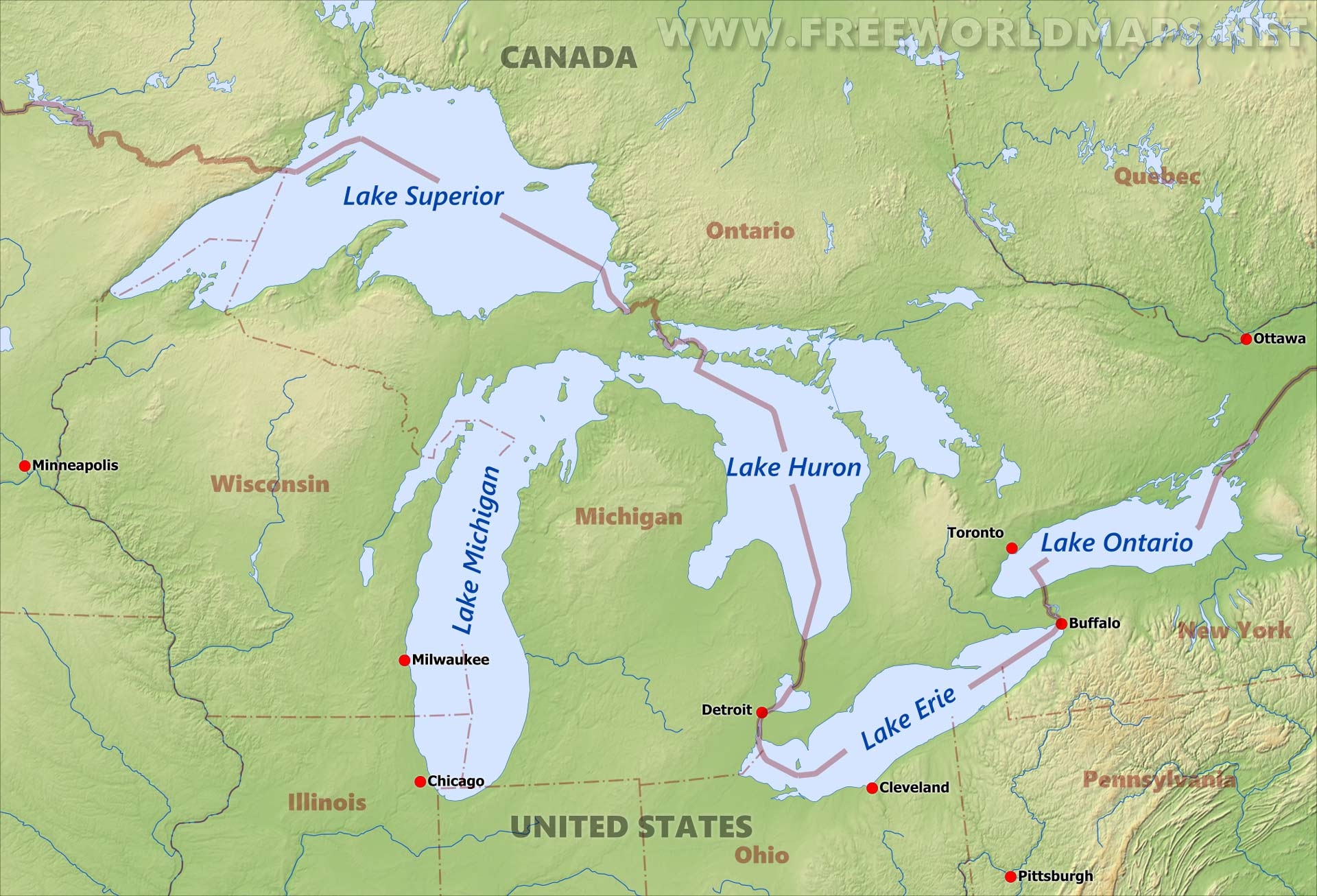 Printable Map Of Great Lakes