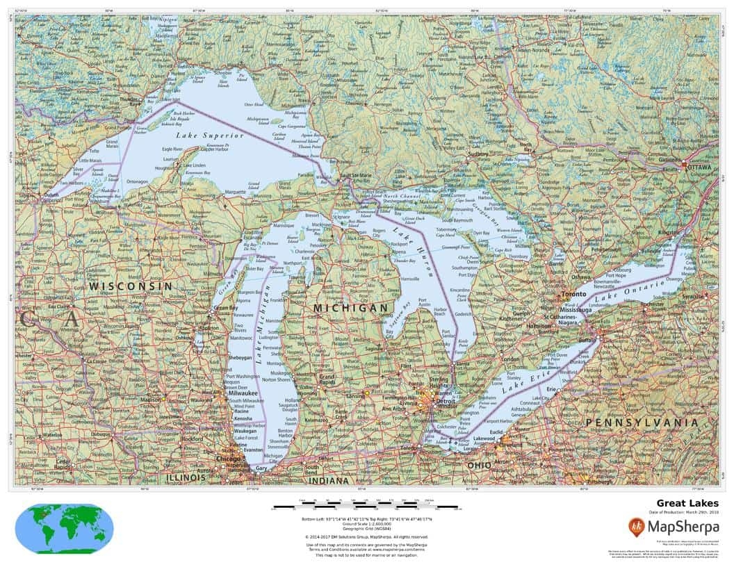 Printable Map Of Great Lakes