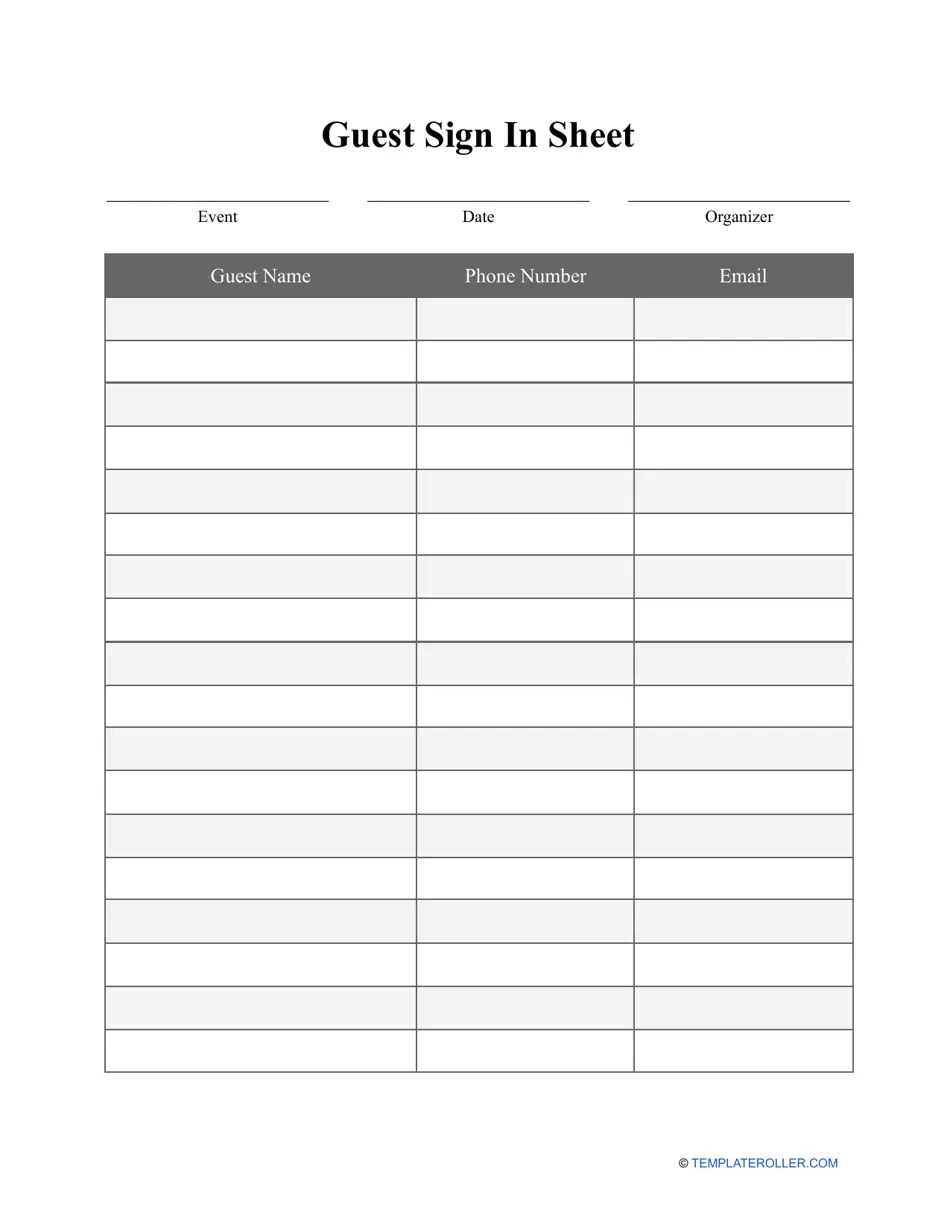 Guest Sign In Sheet Template Download Printable PDF Templateroller Guest Sign In Sheet Template Download Printable PDF Templateroller