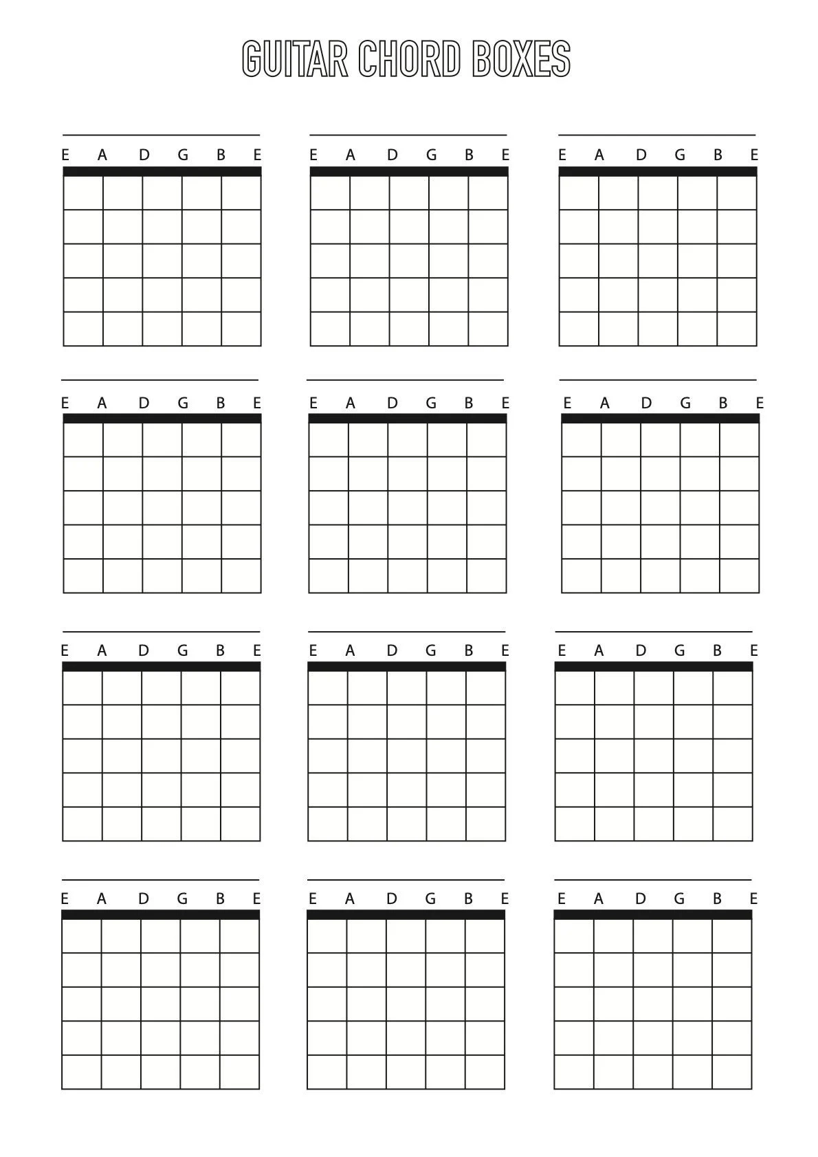 Blank Chord Charts Printable