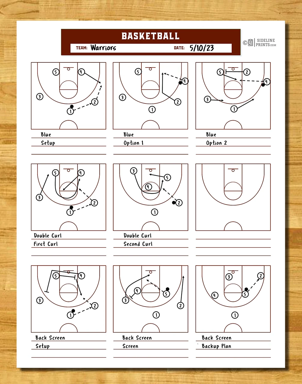 Basketball Printable Play Sheets