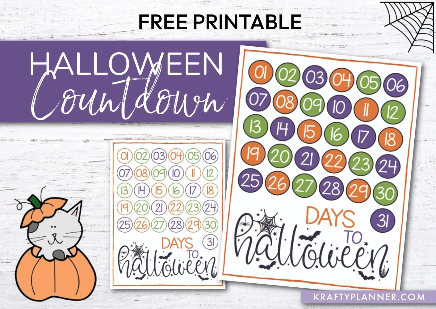 Halloween Countdown Calendar Free Printable Krafty Planner