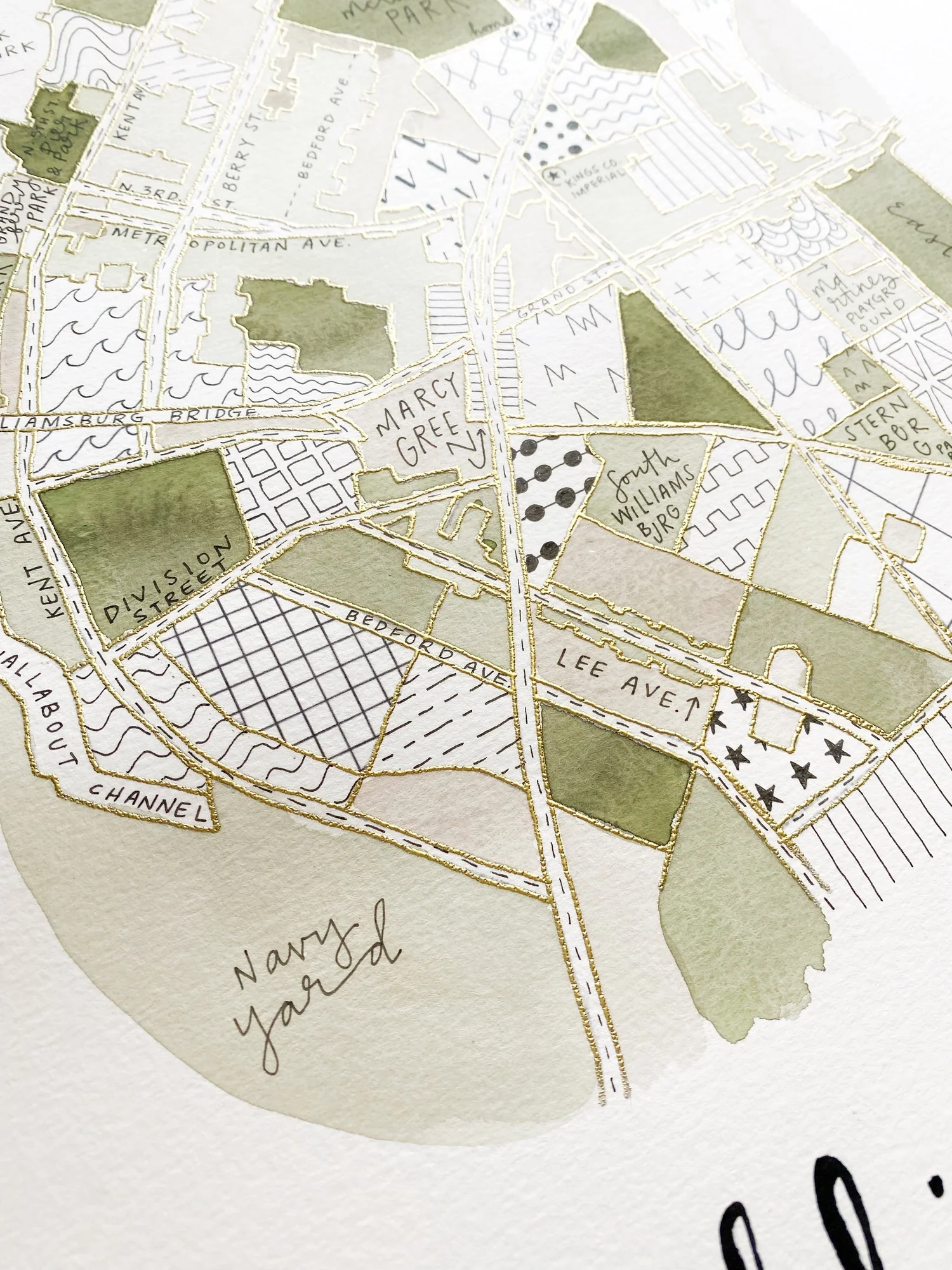 Hand Painted Williamsburg Brooklyn Map BY ALEISHA