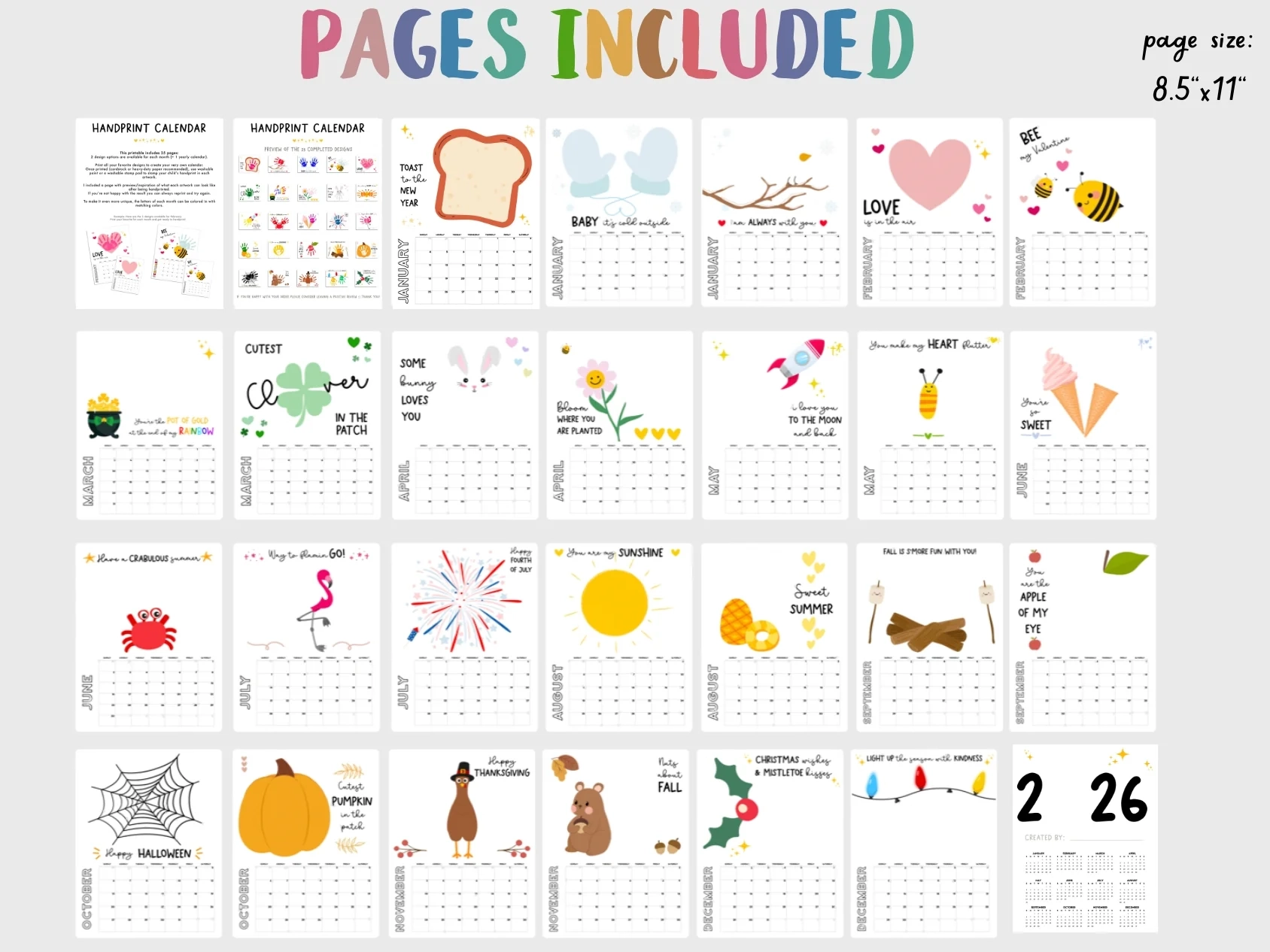 Handprint Calendar 2026 Memory Keepsake For Kids Lovely Planner