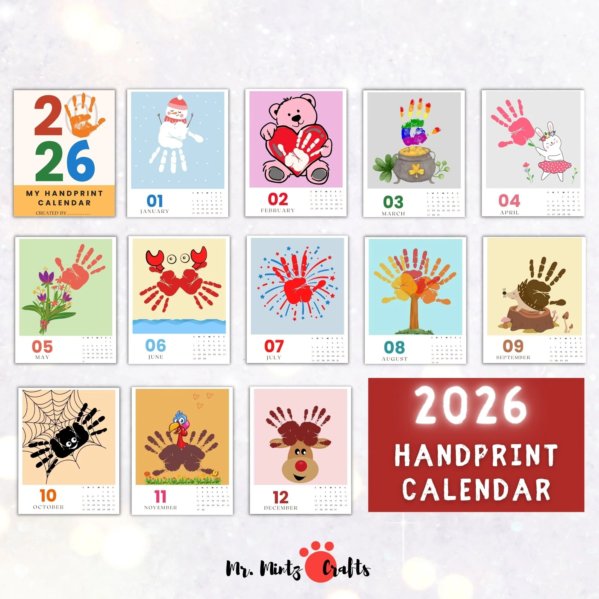 Handprint Calendar 2026 Mr Mintz Easy Crafts And Activities For Kids
