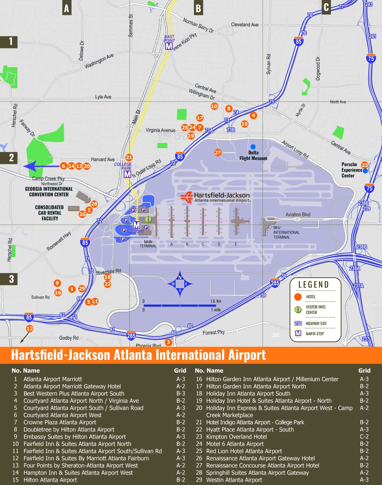 Hartsfield Jackson Atlanta International Airport Overview Map Ontheworldmap
