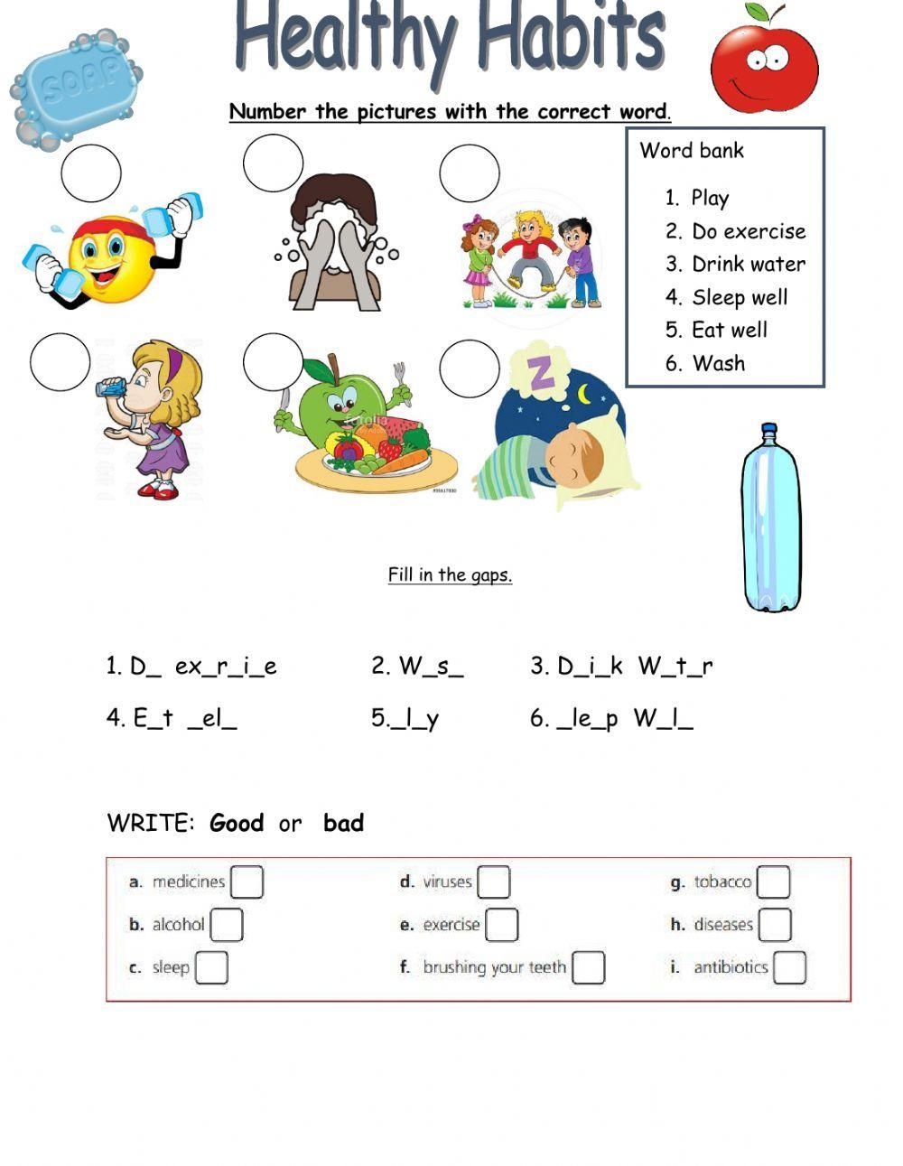 Healthy Habits LiveWorksheets 394436 Healthy Habits LiveWorksheets 394436