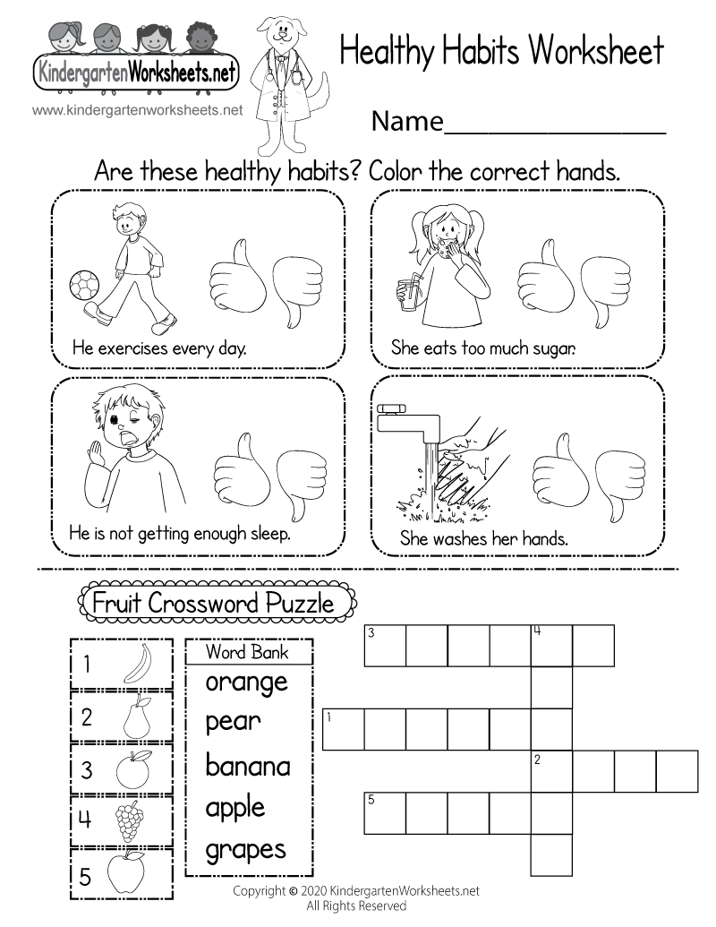 Free Printable Worksheets On Healthy Habits