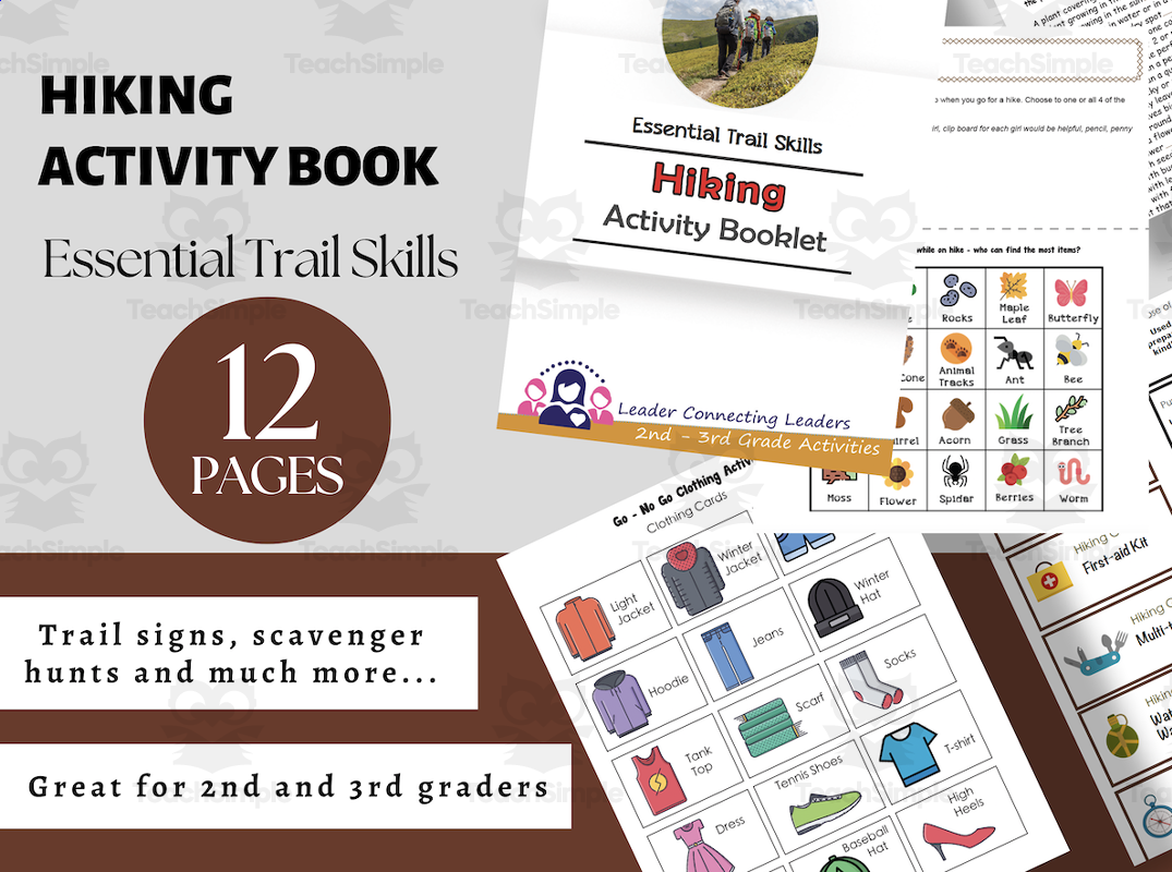 Hiking Activity Booklet Kid Games Printable For Kids Trail Signs Outdoor Scavenger Hunt Activity Printable Girl Scout Resource By Teach Simple