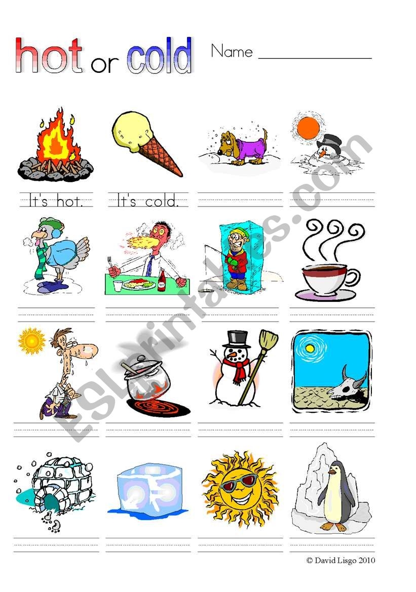 Hot Or Cold Worksheets And Flash Cards Part 1 Of 2 5 Pages ESL Worksheet By David Lisgo