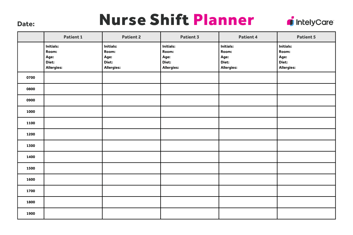 Printable Nursing Time Management Sheet