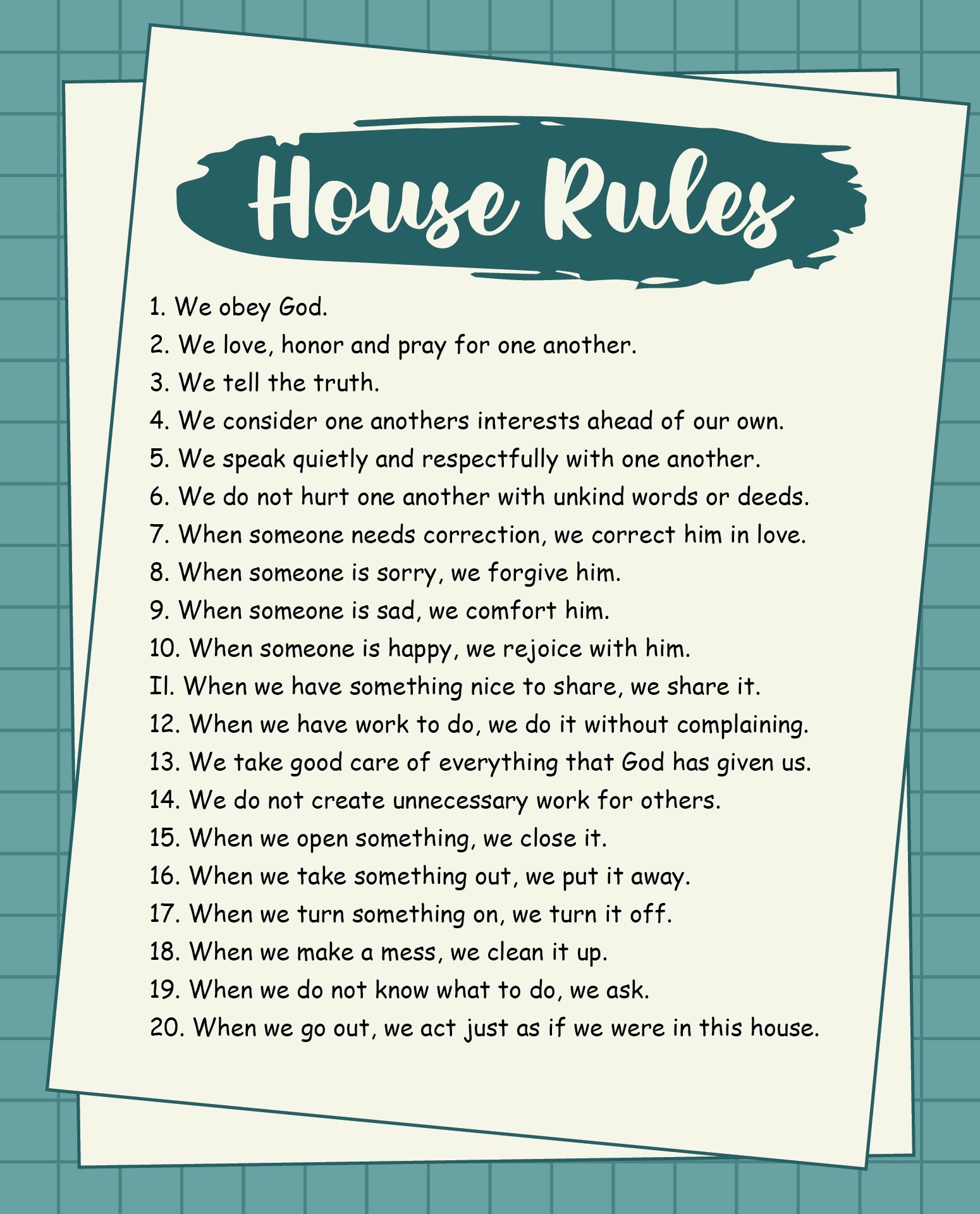 Household Rules 10 Free PDF Printables Printablee Household Rules 10 Free PDF Printables Printablee