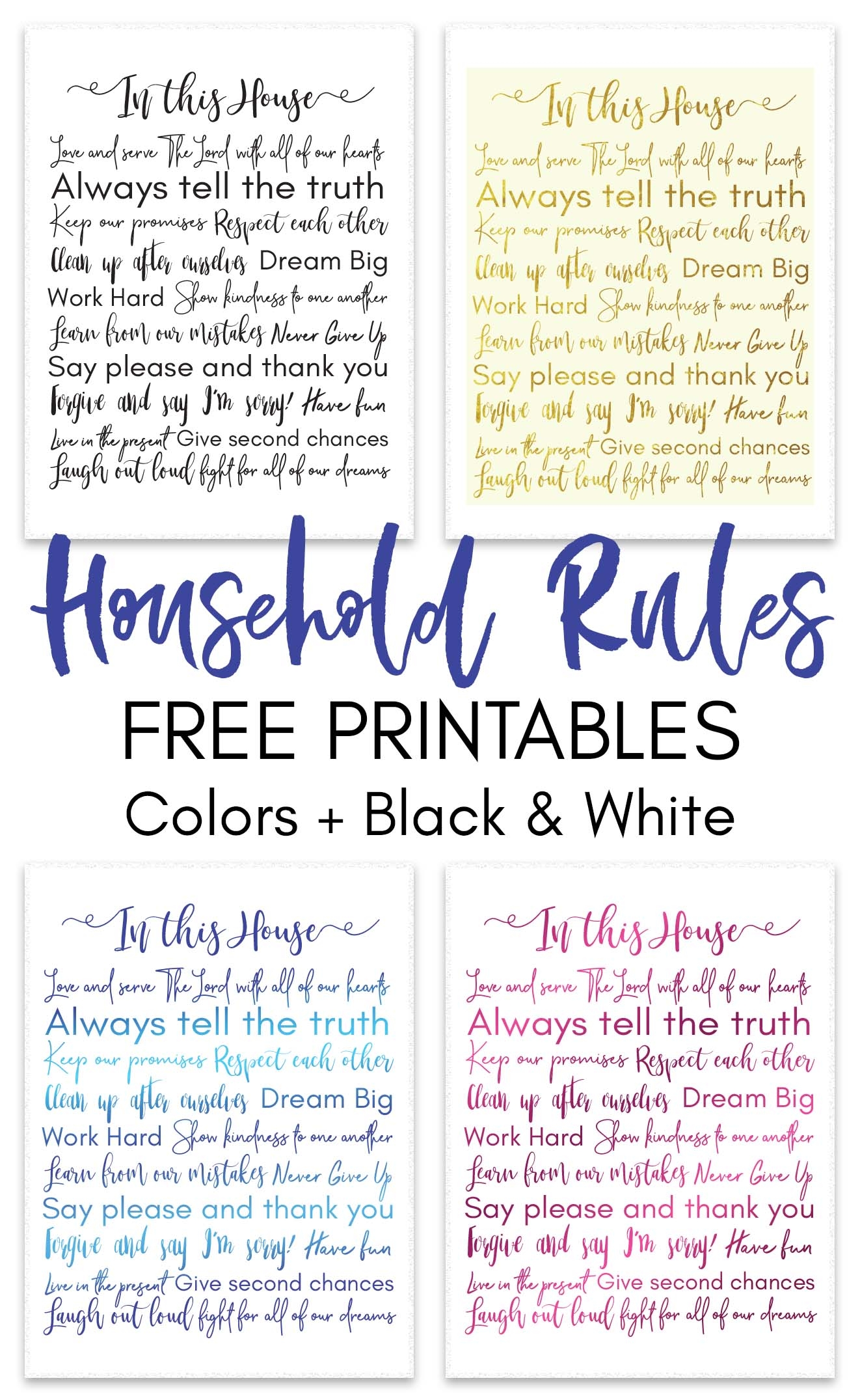 Household Rules Free Printable Daydream Into Reality Household Rules Free Printable Daydream Into Reality
