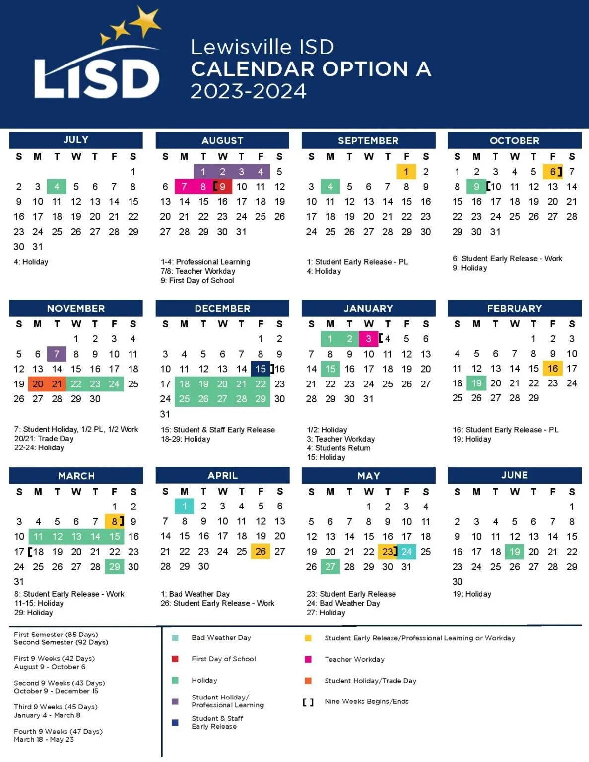 Houston Isd Academic Calendar School Academic Calendar