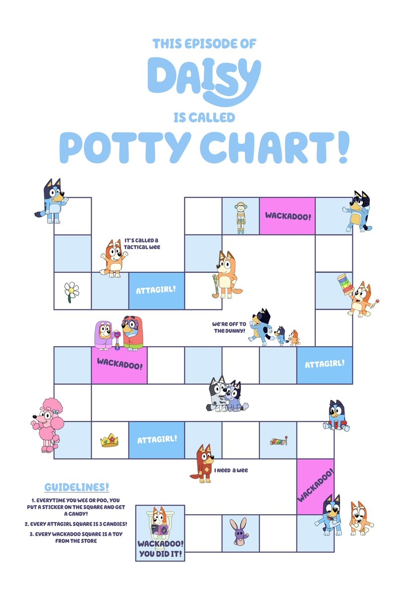 I Created This OfficialBlueyTV Potty Chart For My Oldest Given Credit Where Credit Is Due I Got The Idea From A Guy On Reddit I Started To Draw Each Character But For
