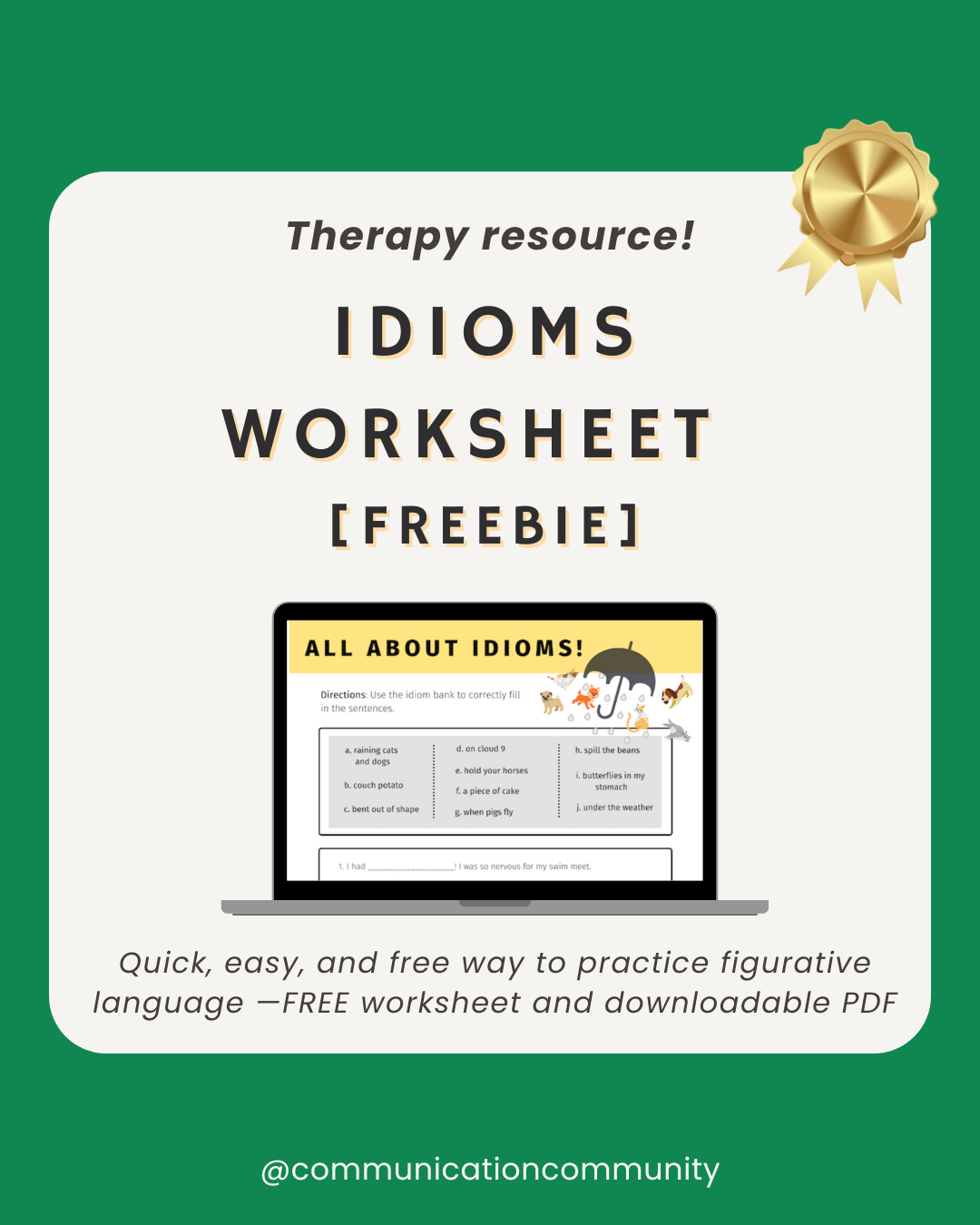 Idioms Worksheet For Figurative Language