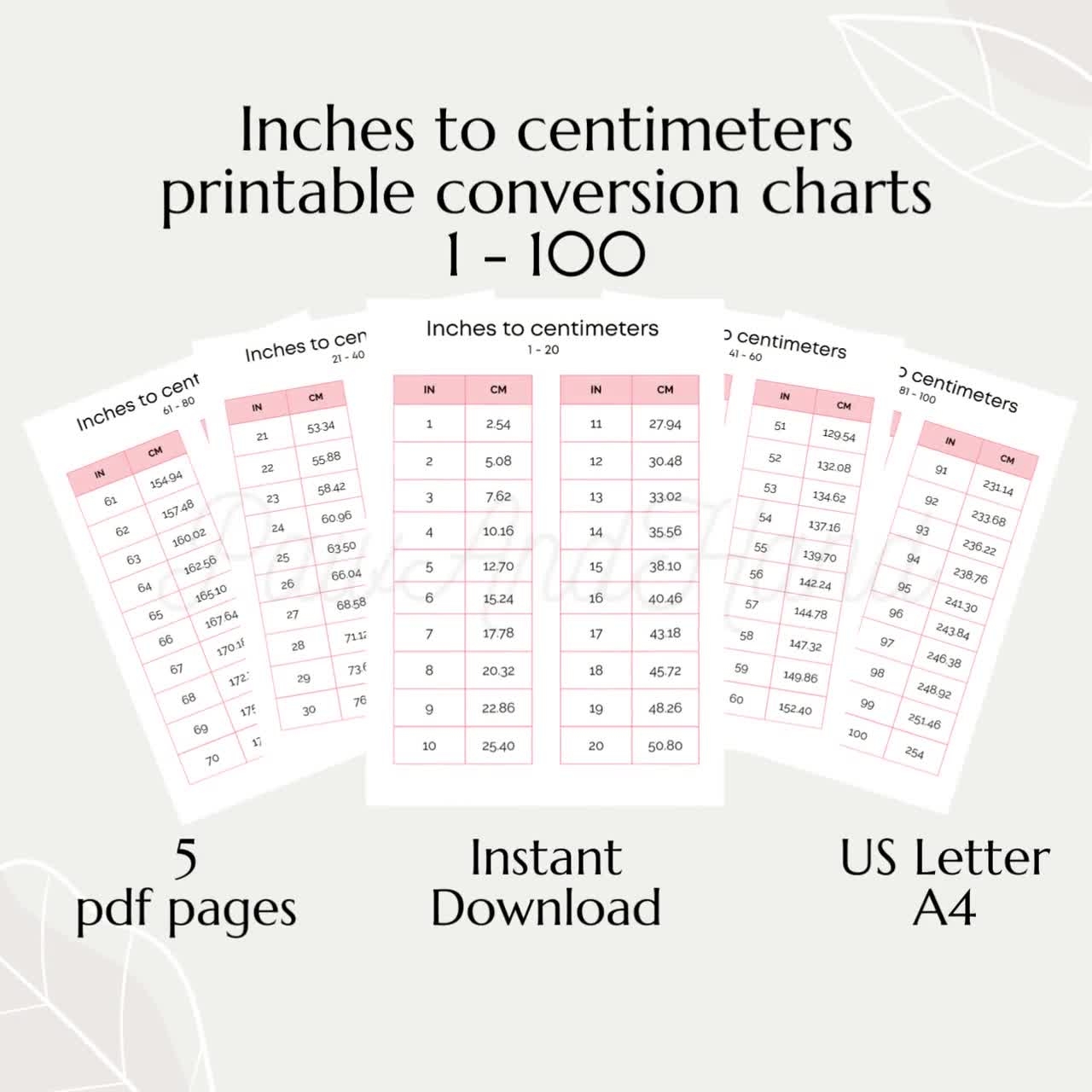 Centimeters To Inches Chart Printable