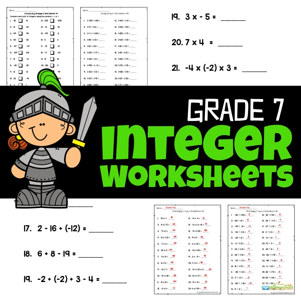Printable Integer Worksheets