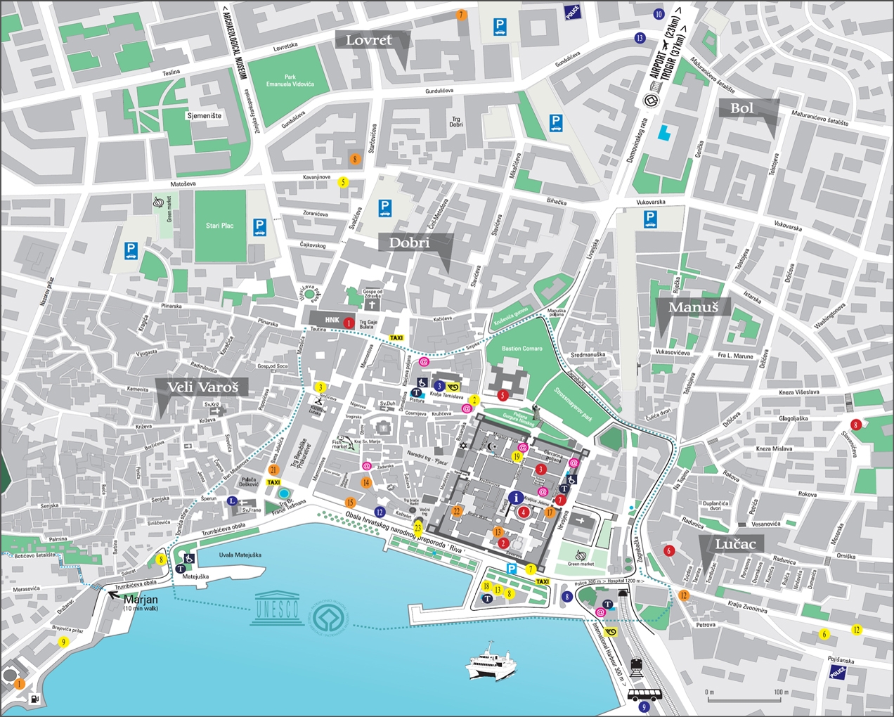 Printable Tourist Map Of Split Croatia