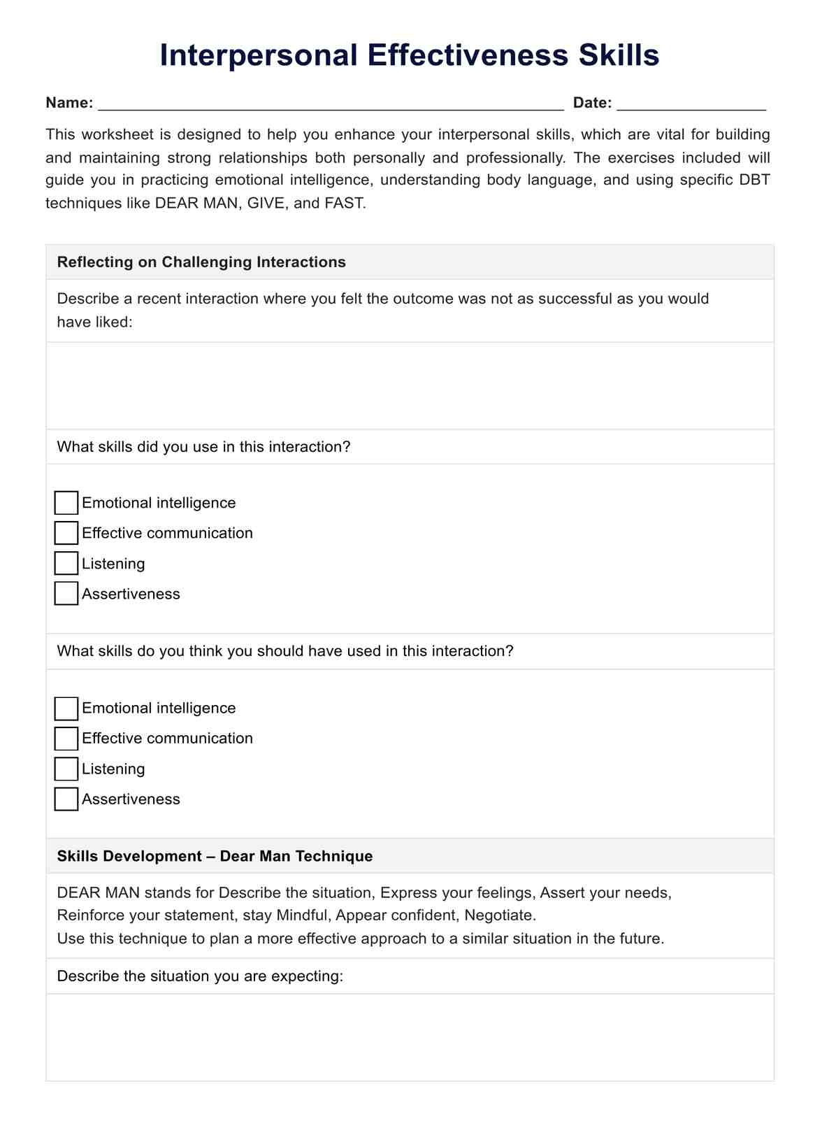 Interpersonal Effectiveness Skills PDF Interpersonal Effectiveness Skills PDF