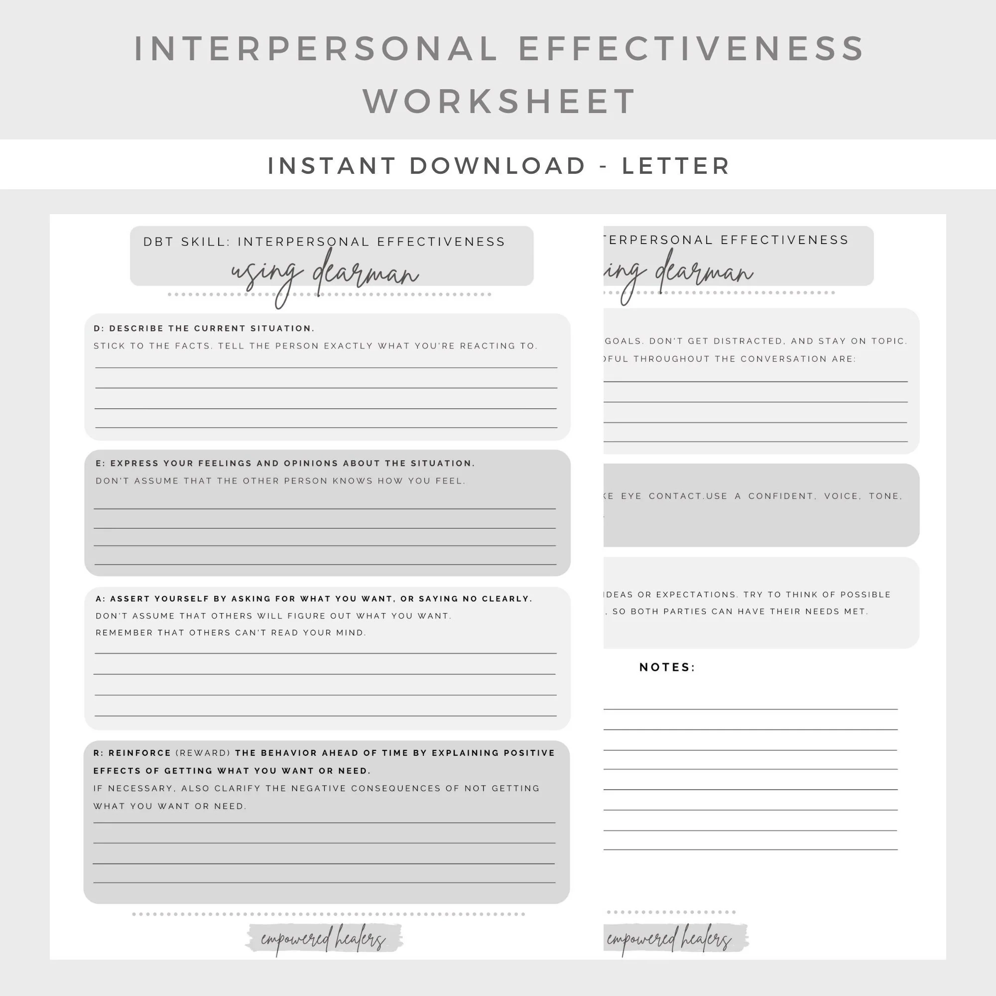 Printable Interpersonal Effectiveness Worksheets